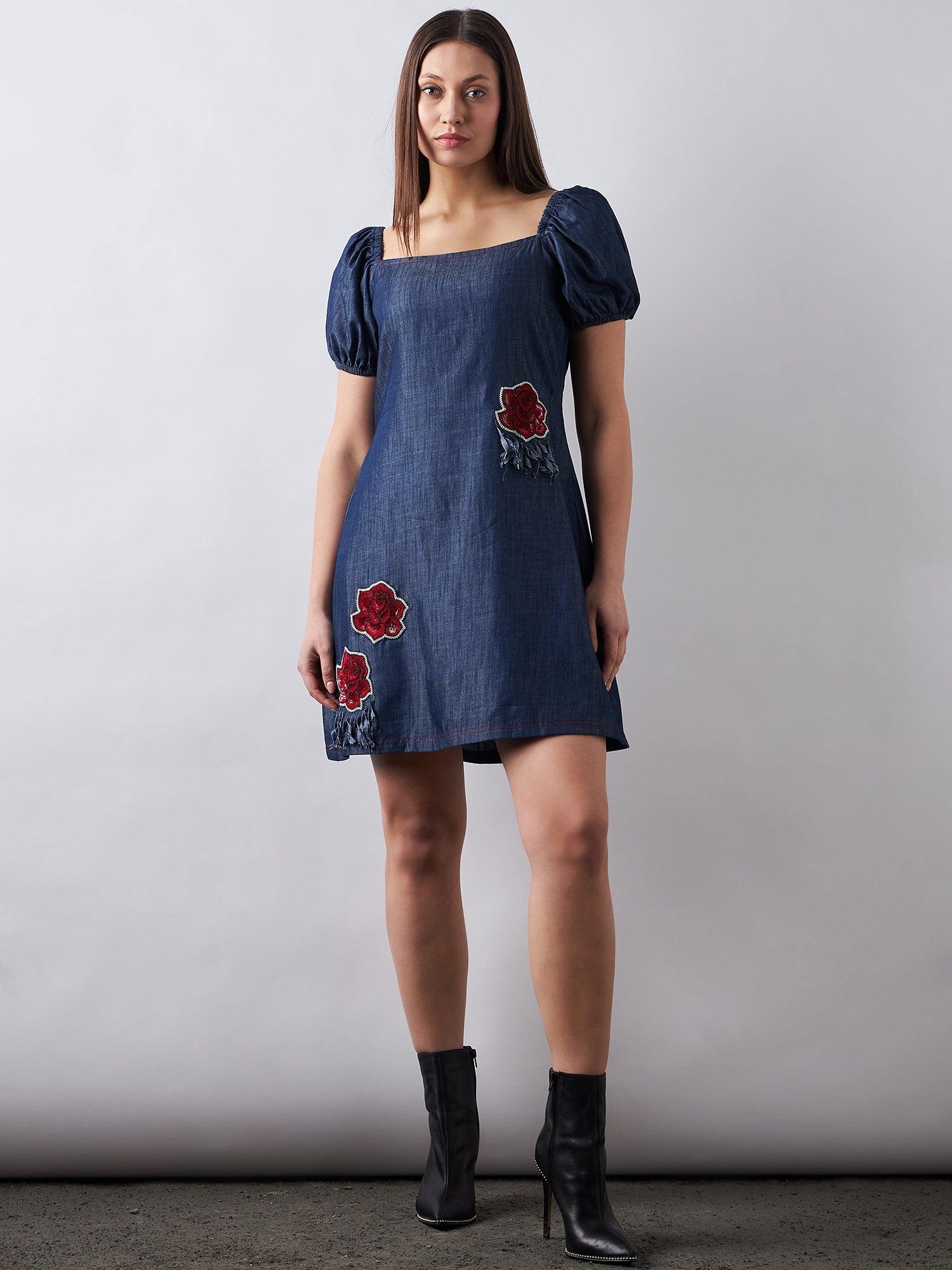 Dark Blue Denim Short Dress