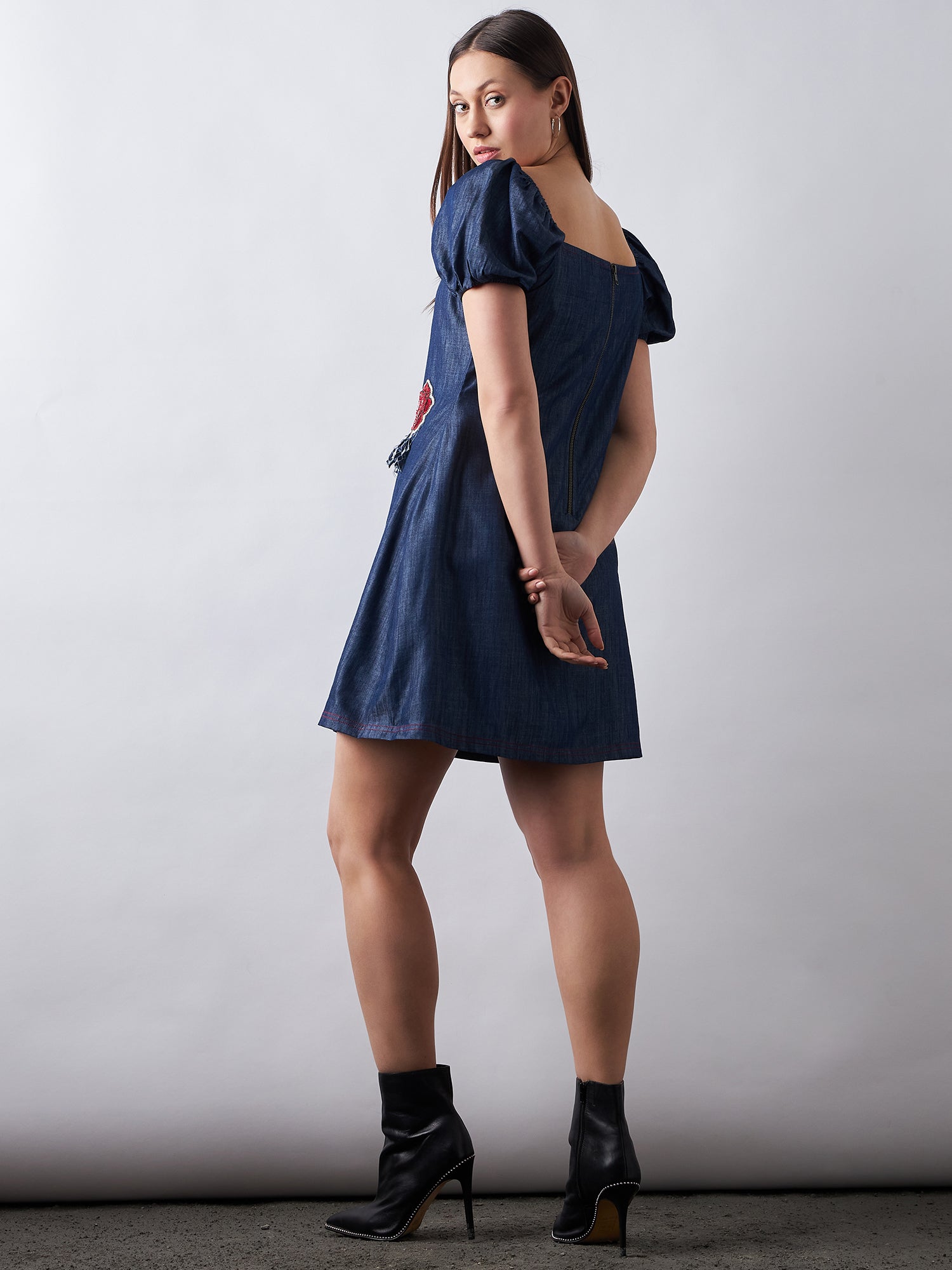 Dark Blue Denim Short Dress