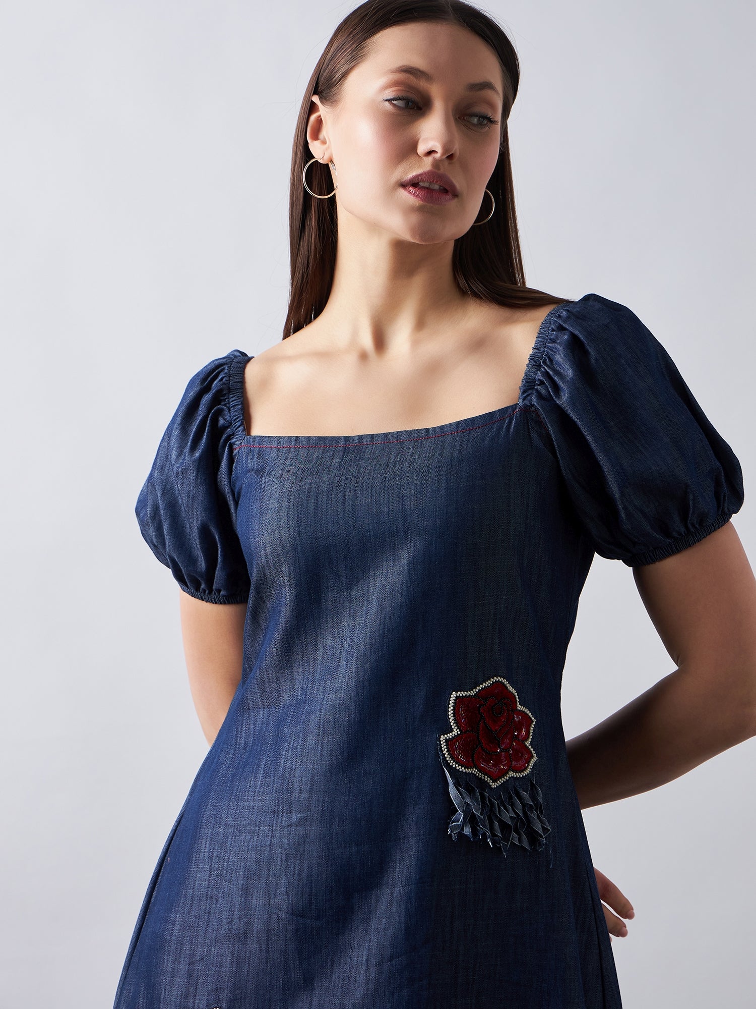Dark Blue Denim Short Dress