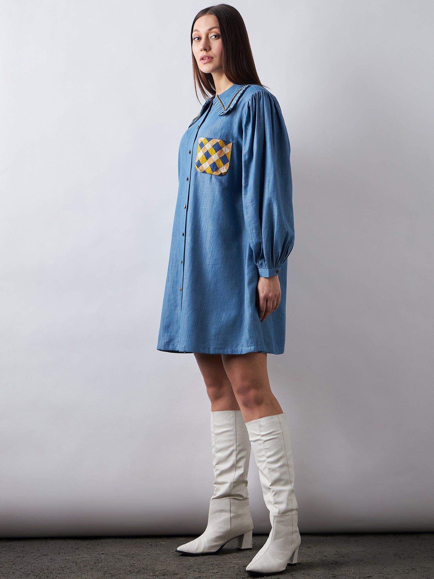 Blue Babe Denim Shirt Dress