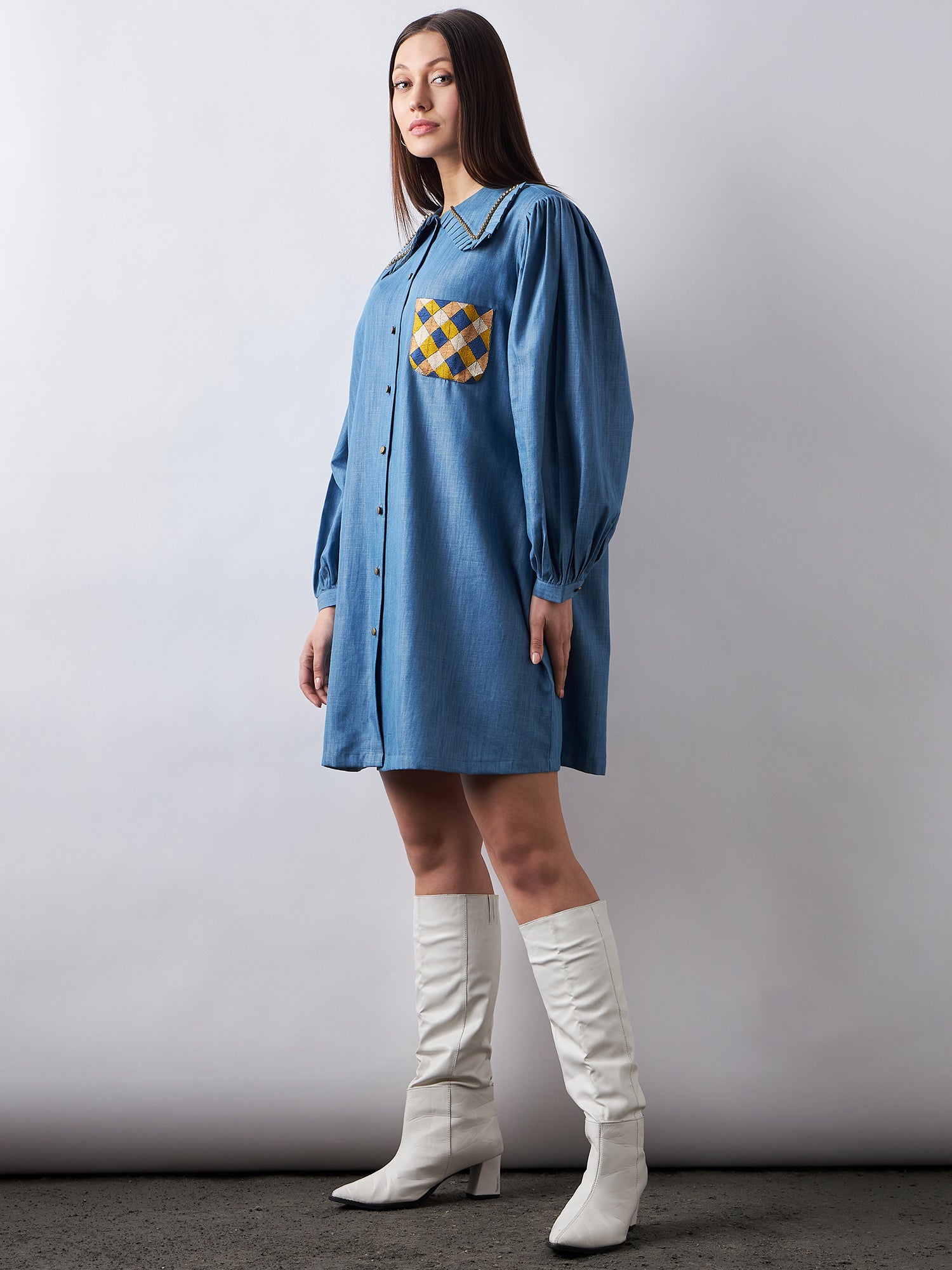 Blue Babe Denim Shirt Dress