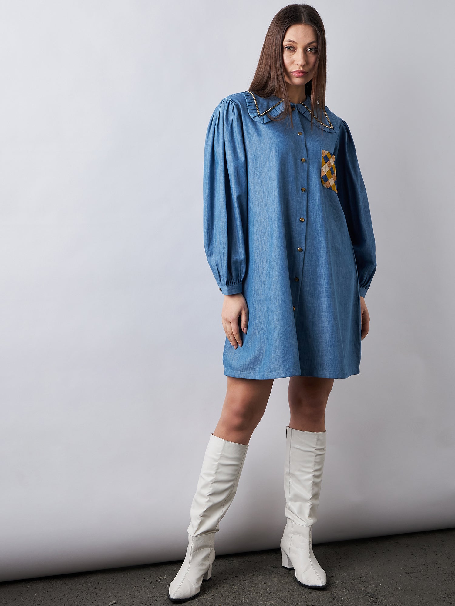 Blue Babe Denim Shirt Dress