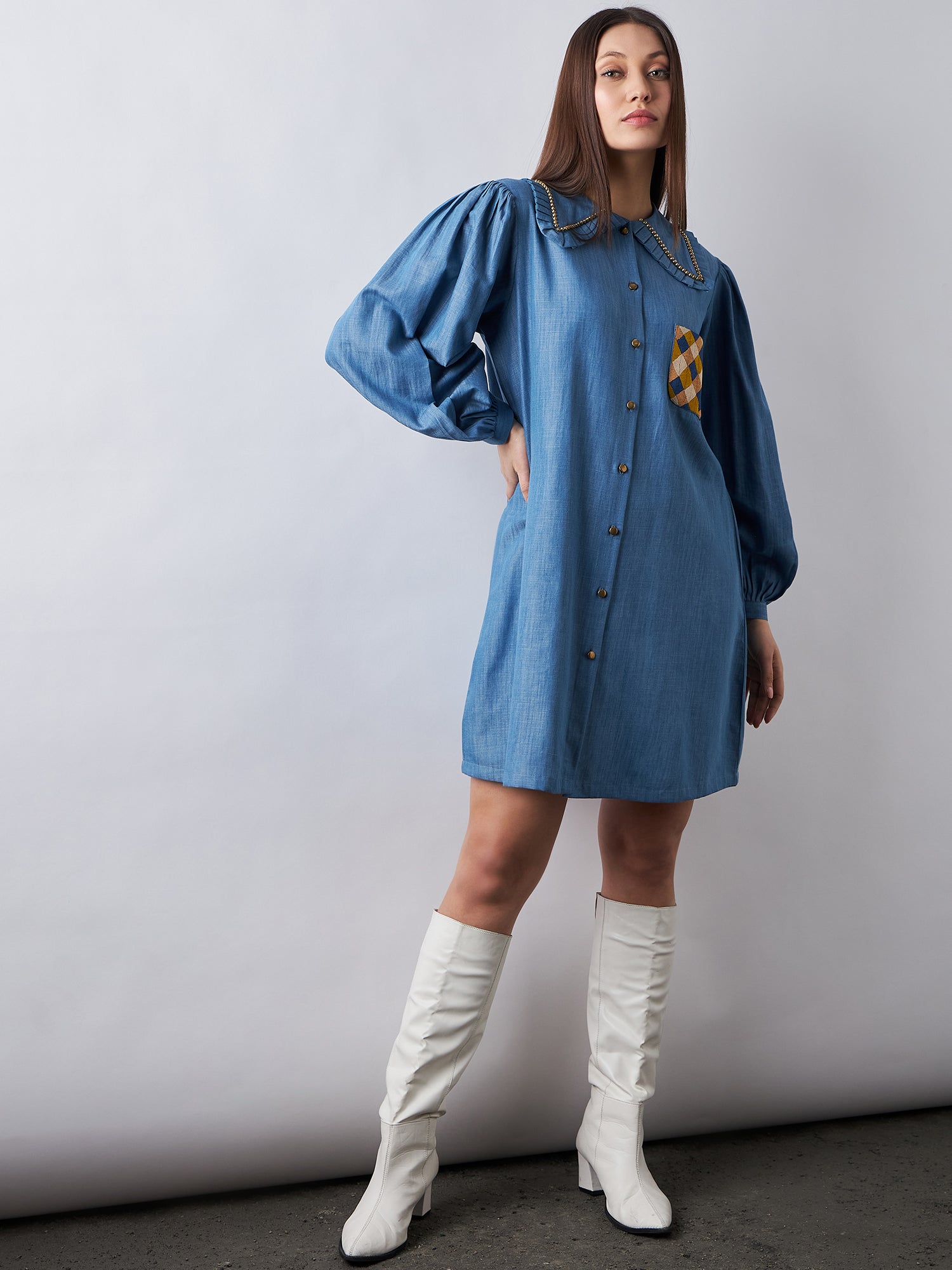Blue Babe Denim Shirt Dress