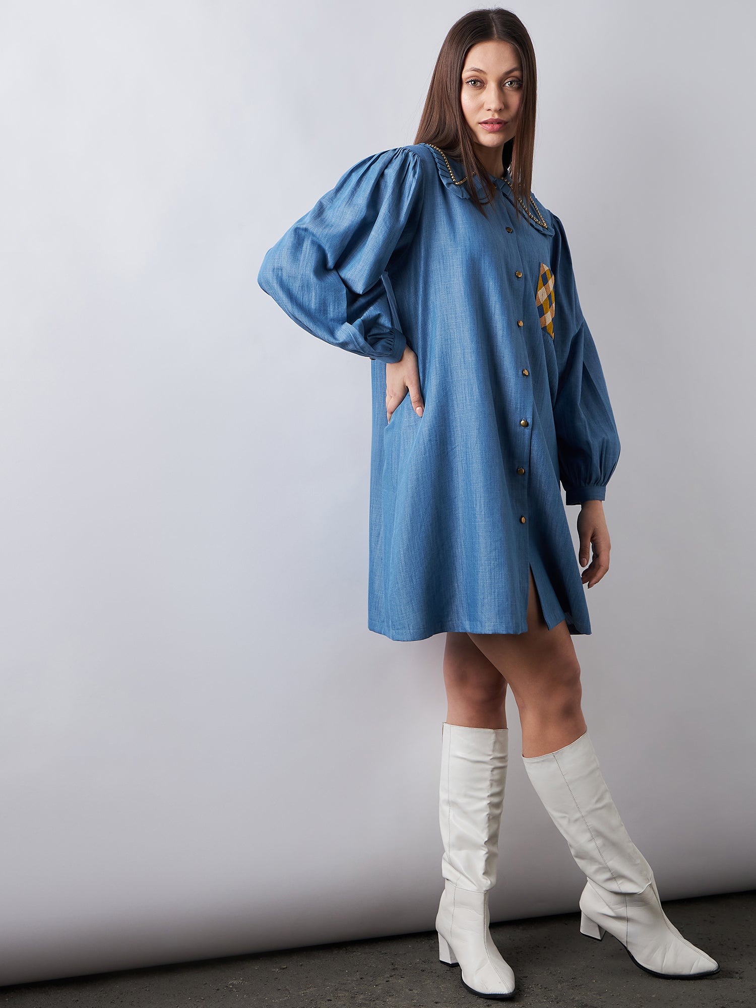 Blue Babe Denim Shirt Dress