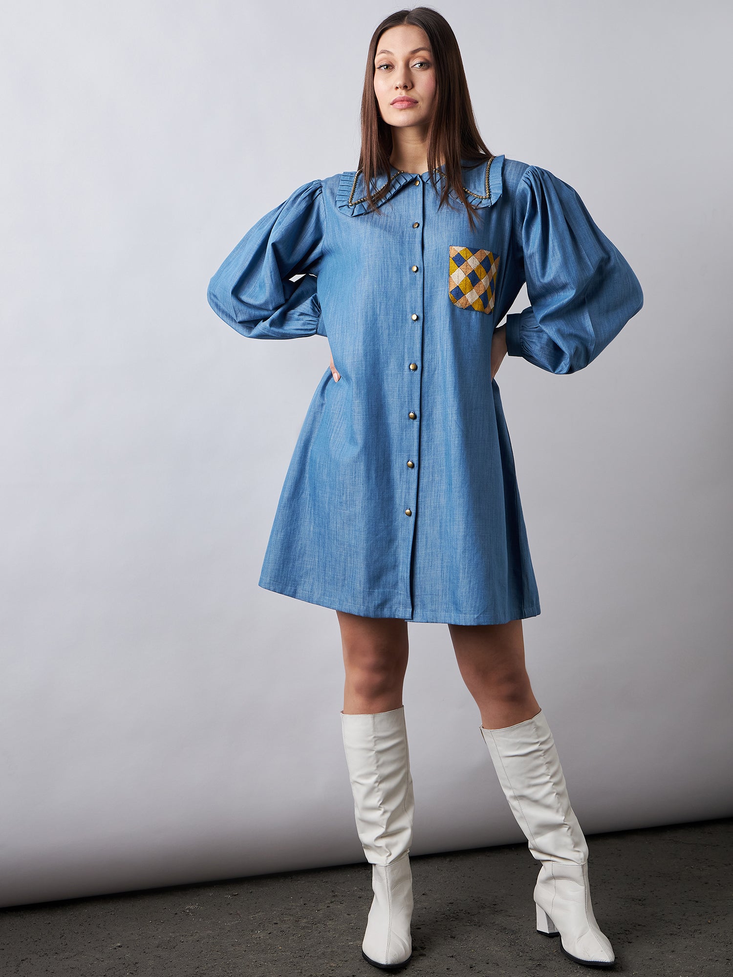 Blue Babe Denim Shirt Dress