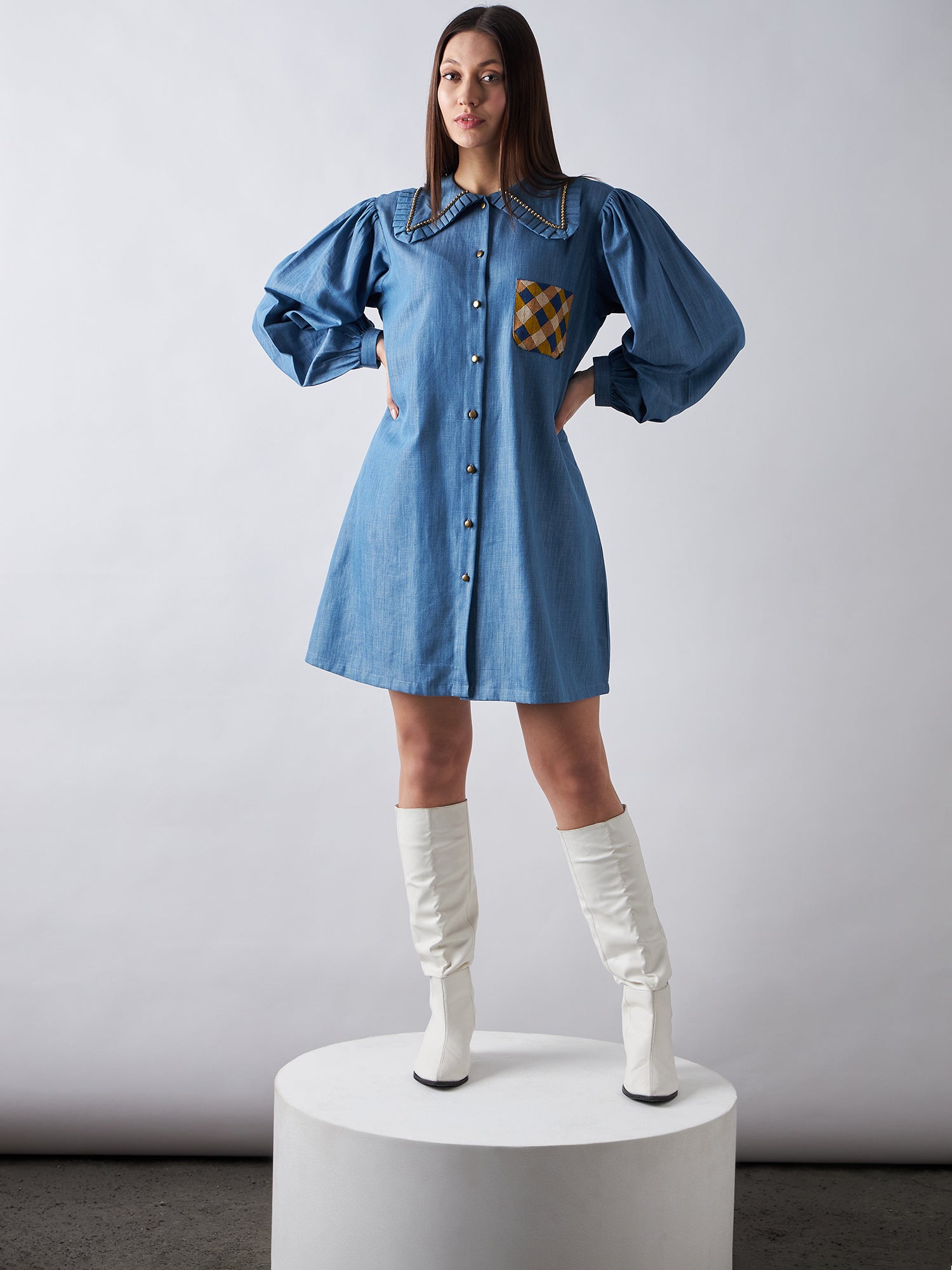 Blue Babe Denim Shirt Dress