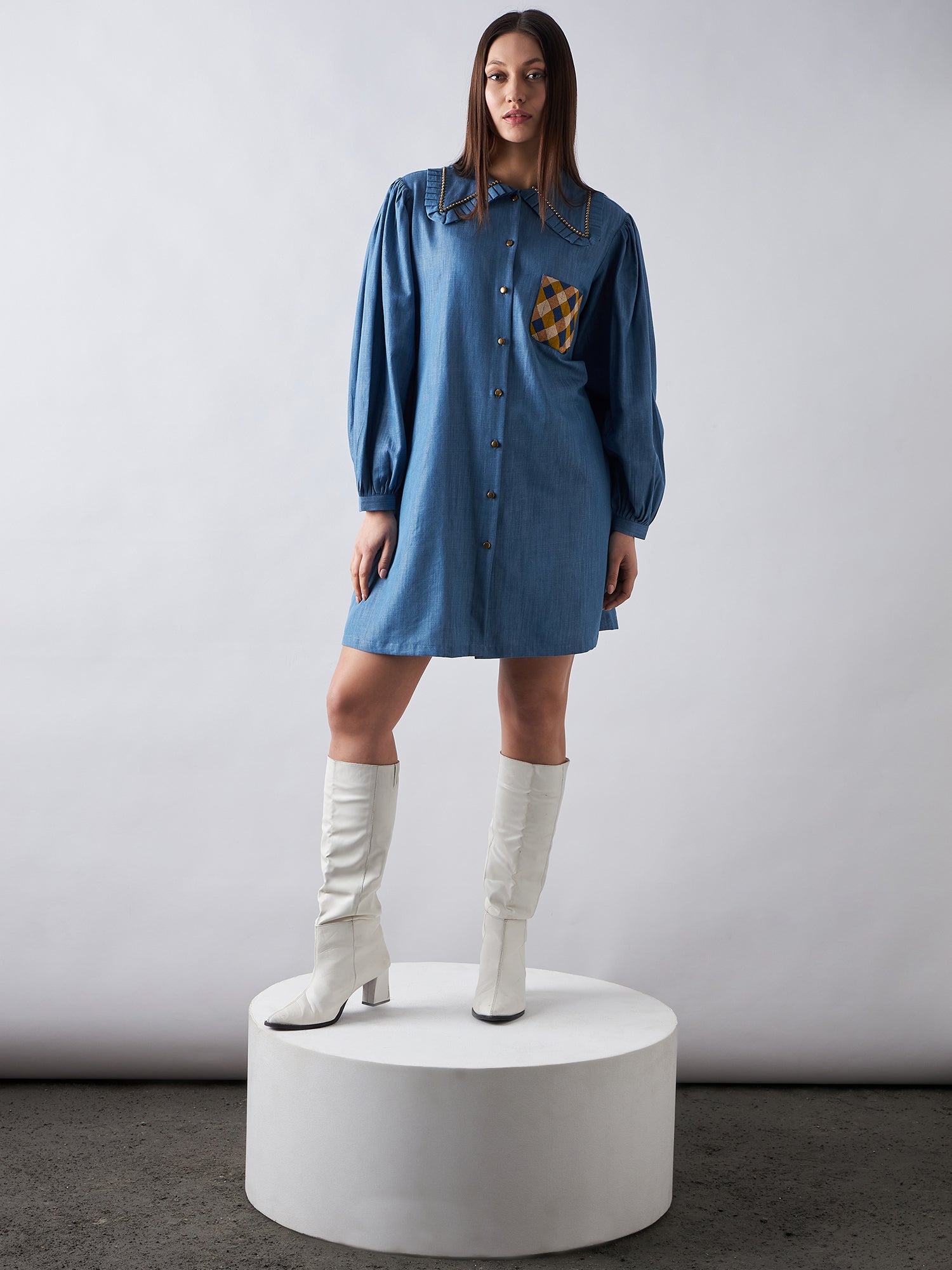 Blue Babe Denim Shirt Dress