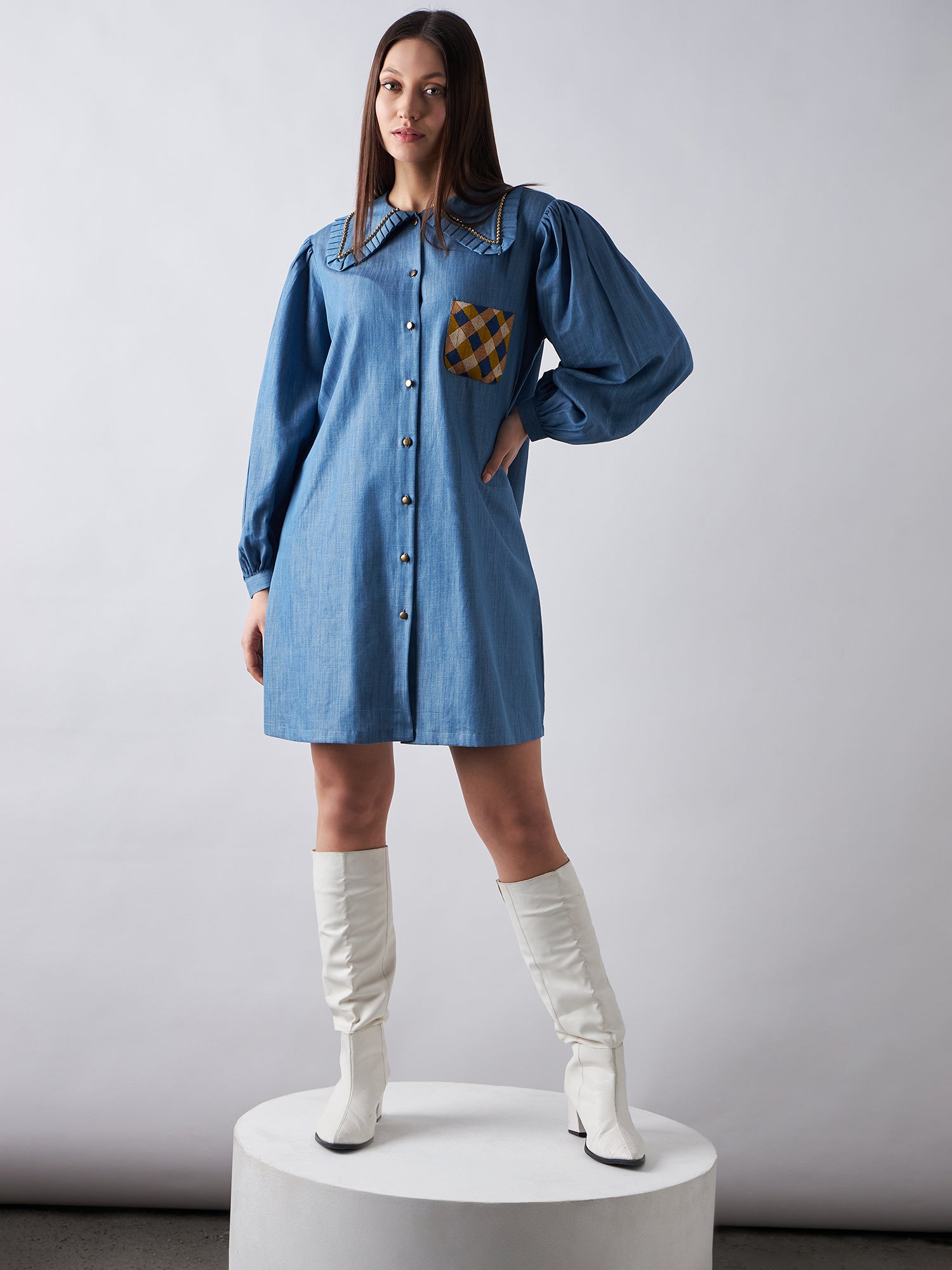 Blue Babe Denim Shirt Dress
