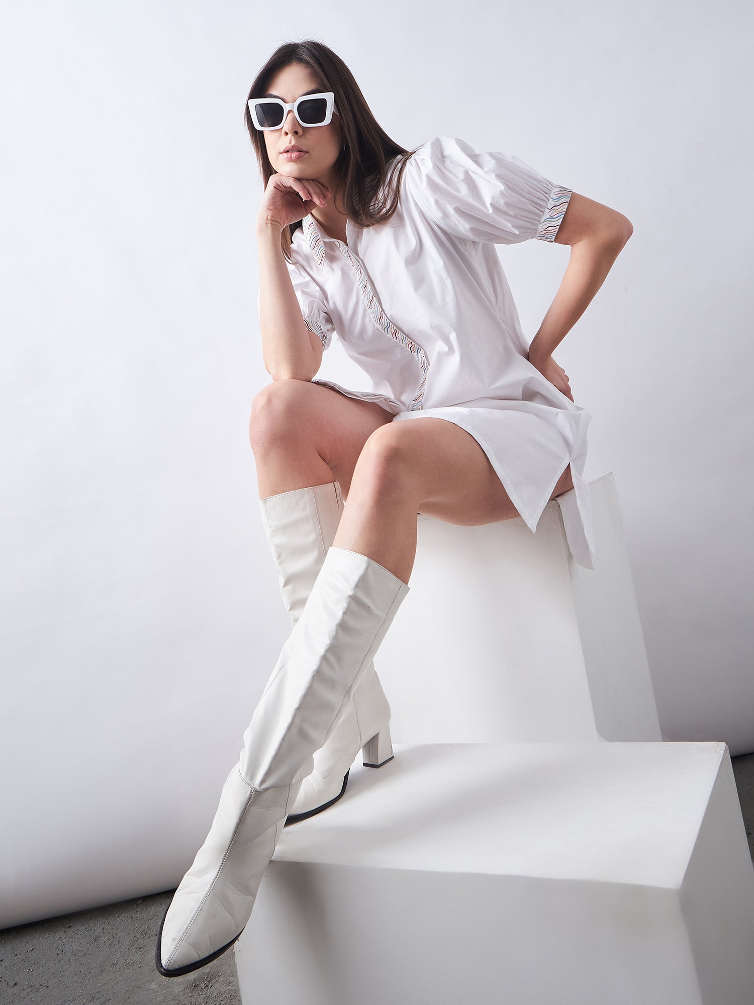 White Poplin Shirt Dress