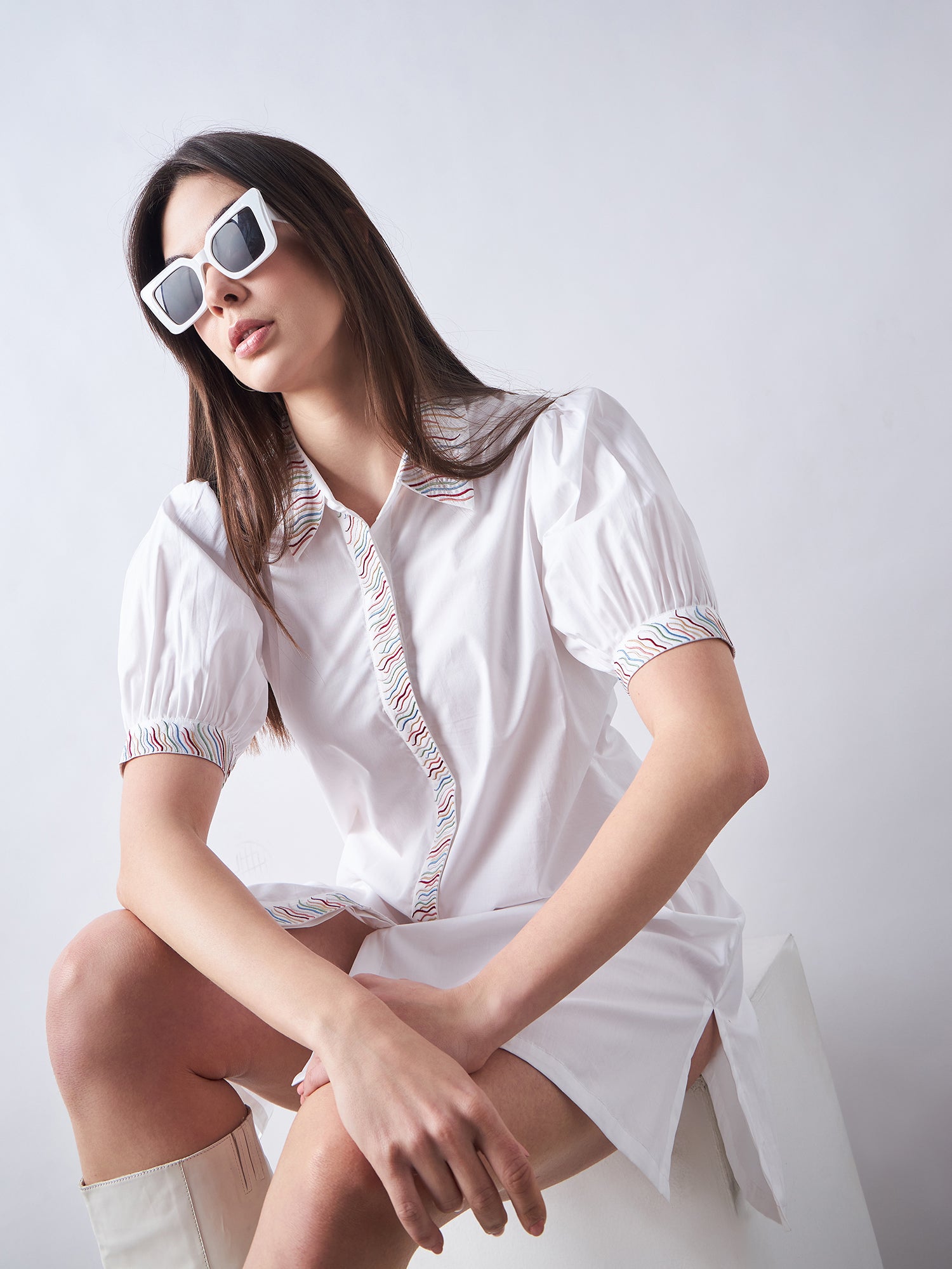 White Poplin Shirt Dress