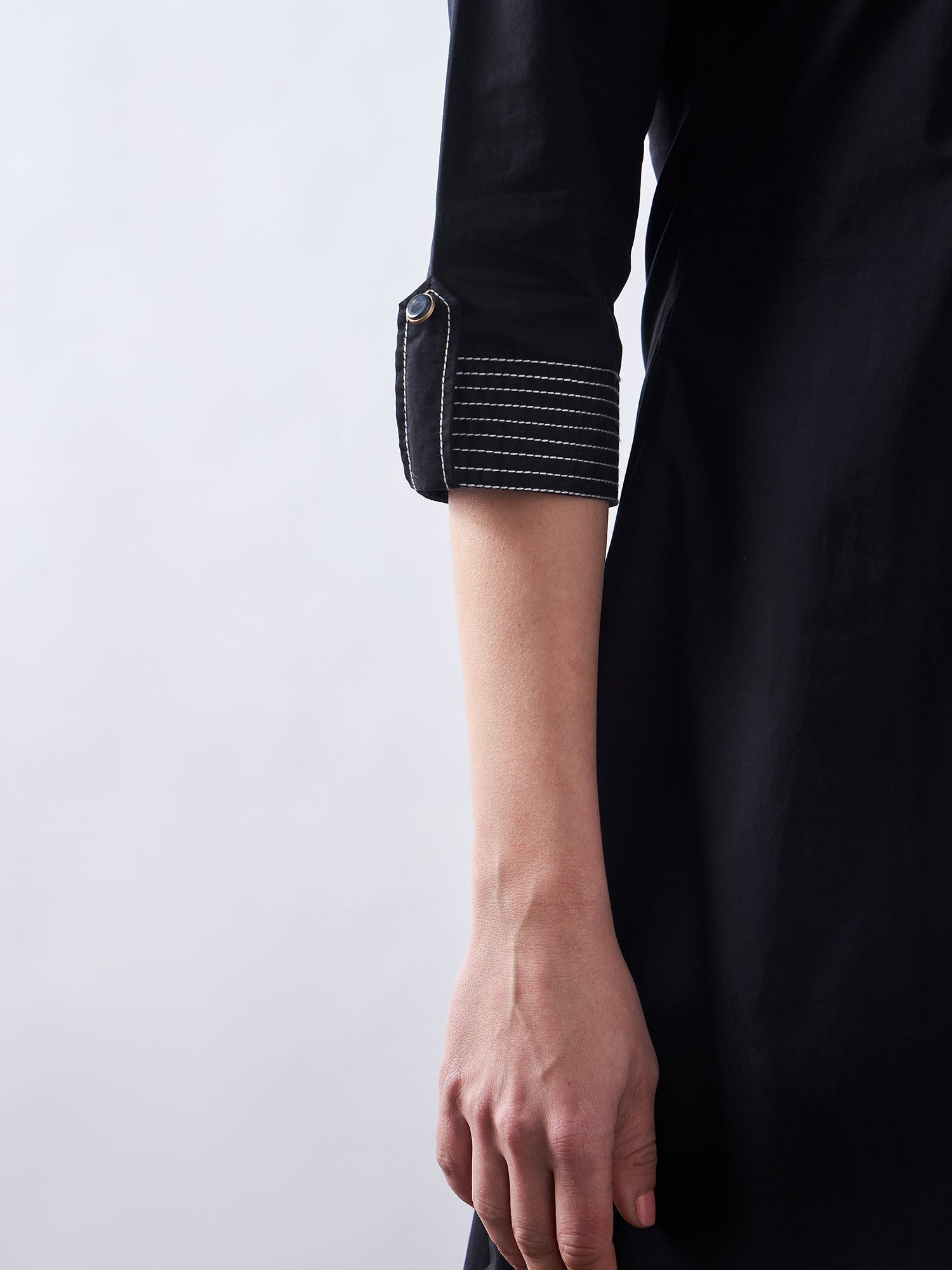 Black Poplin Shirt Dress