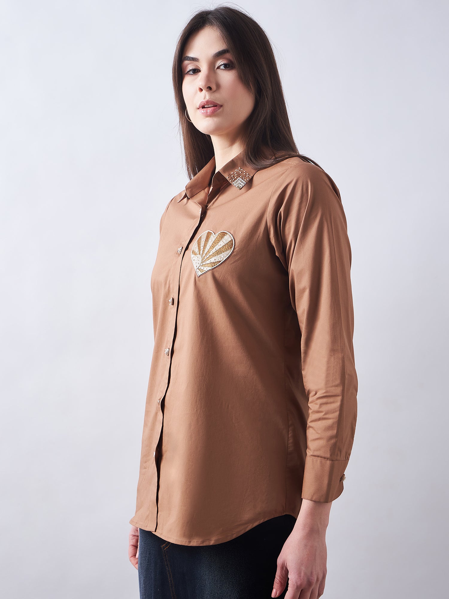 Brown Poplin Shirt