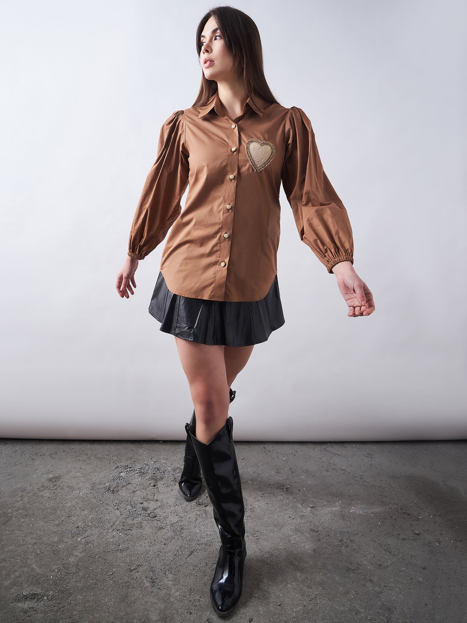 Brown Poplin Shirt