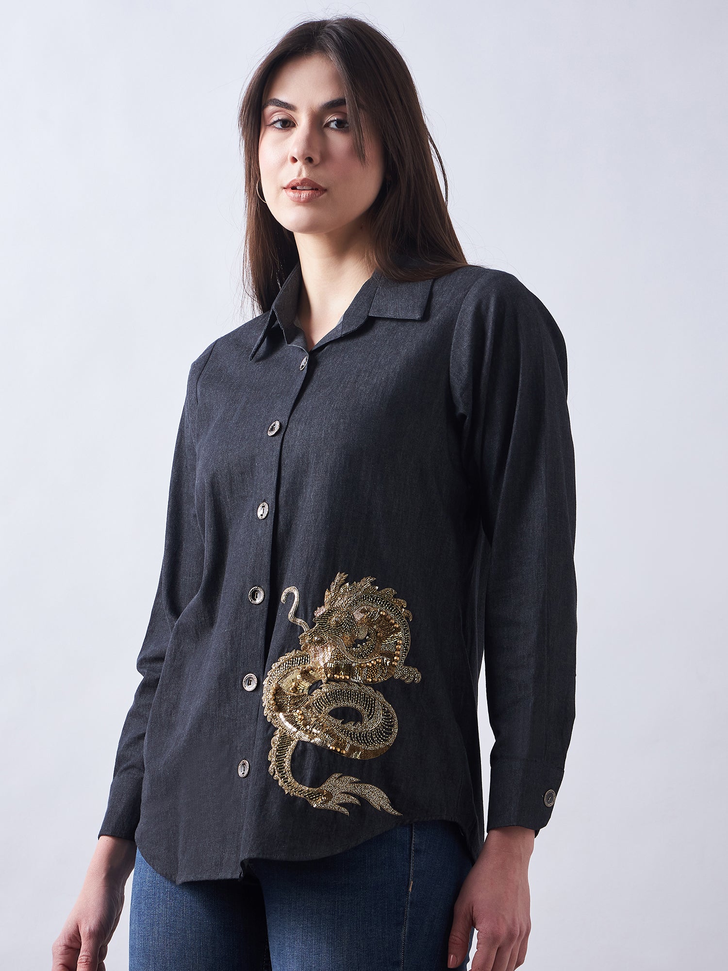 Black Wash Denim Shirt