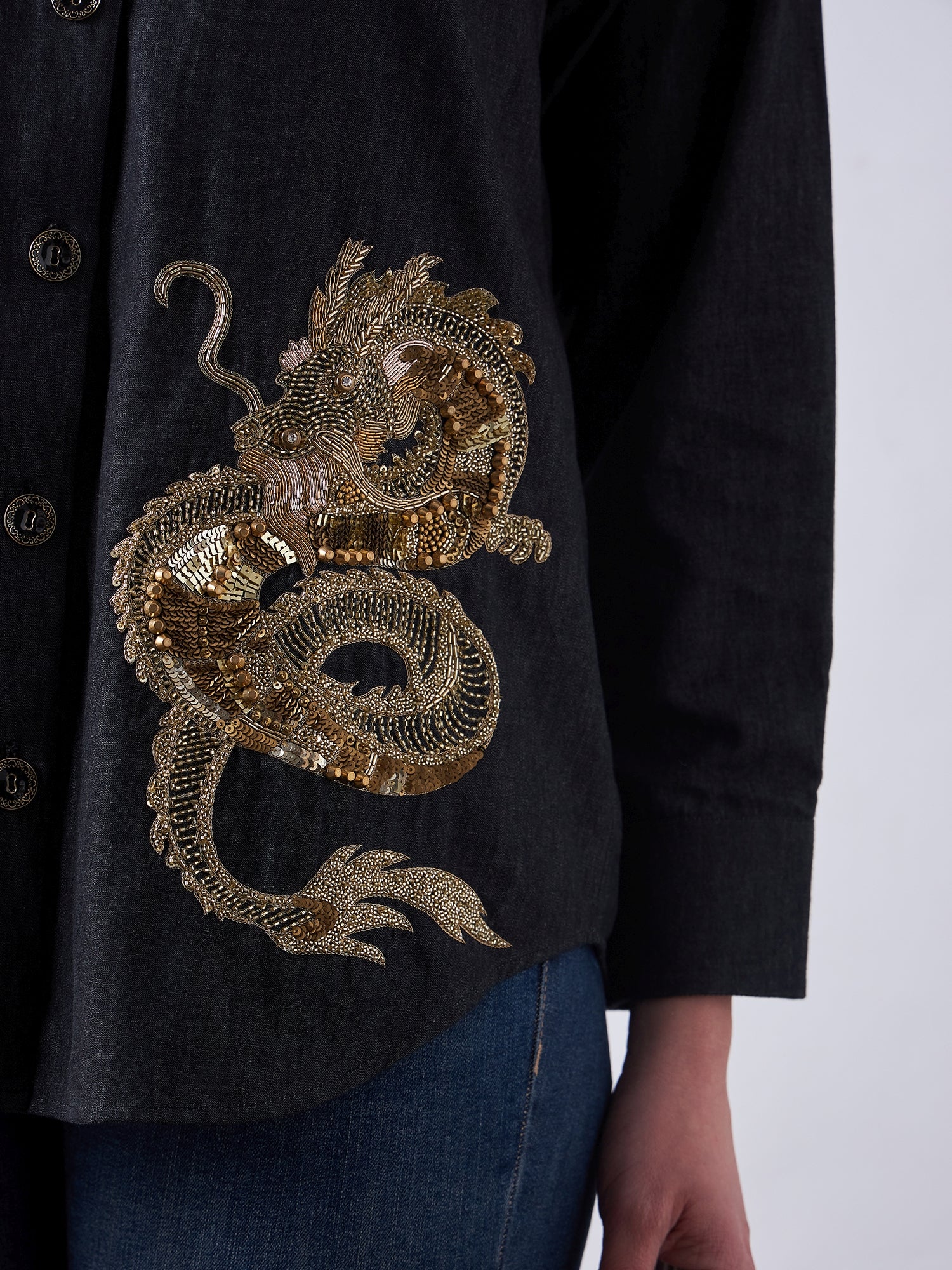 Black Wash Denim Shirt