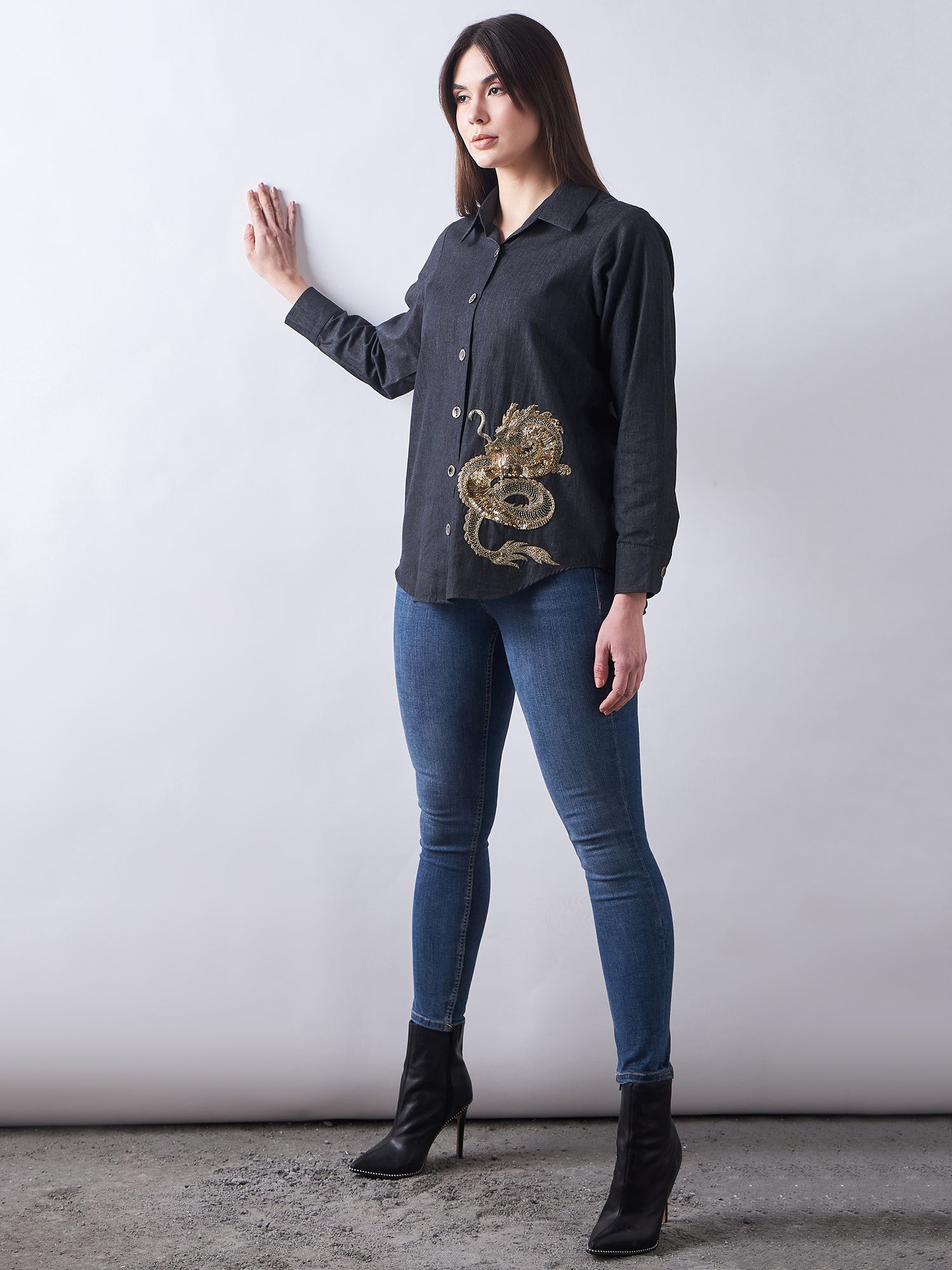 Black Wash Denim Shirt