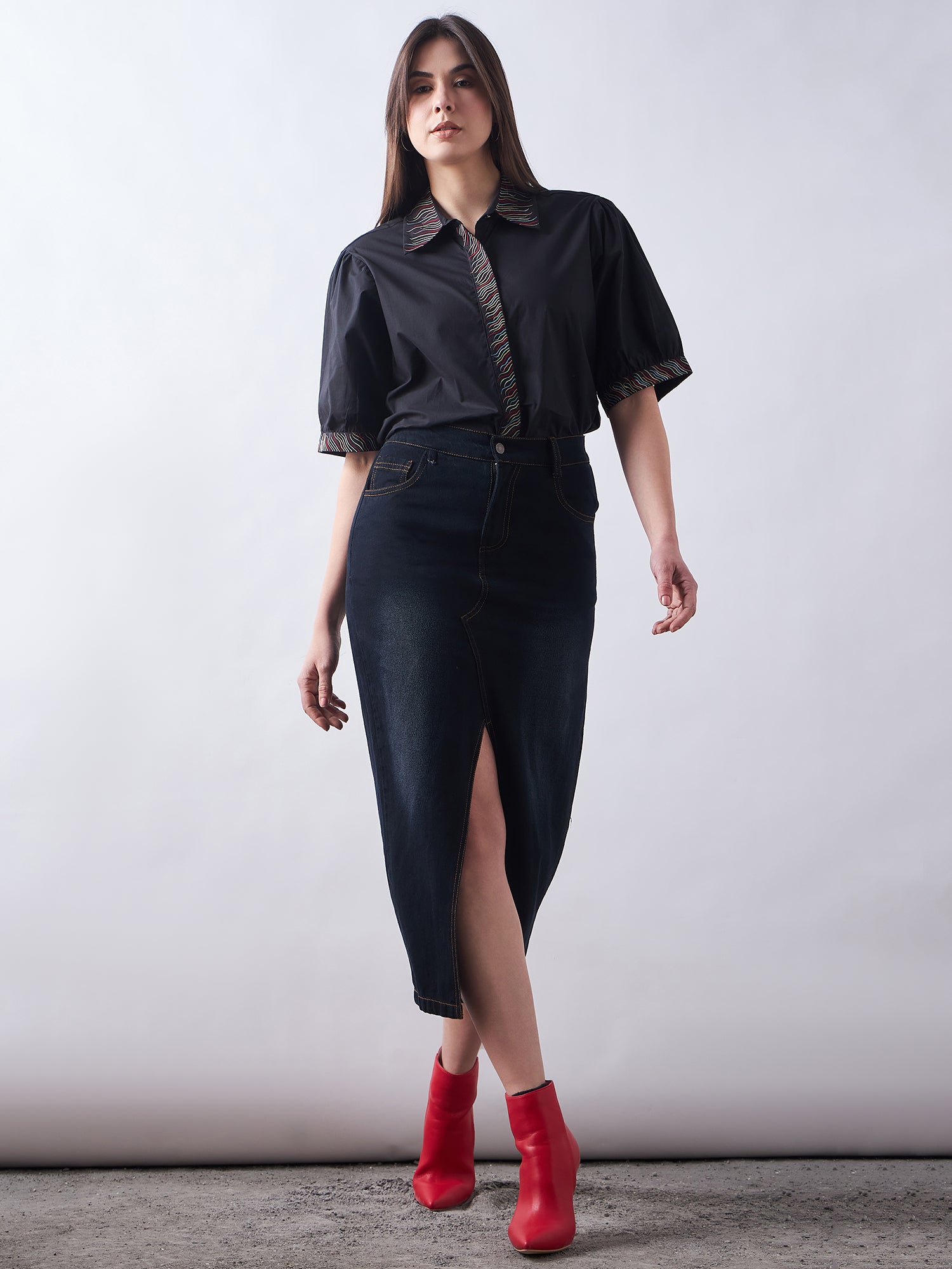 Black Poplin Shirt Dress
