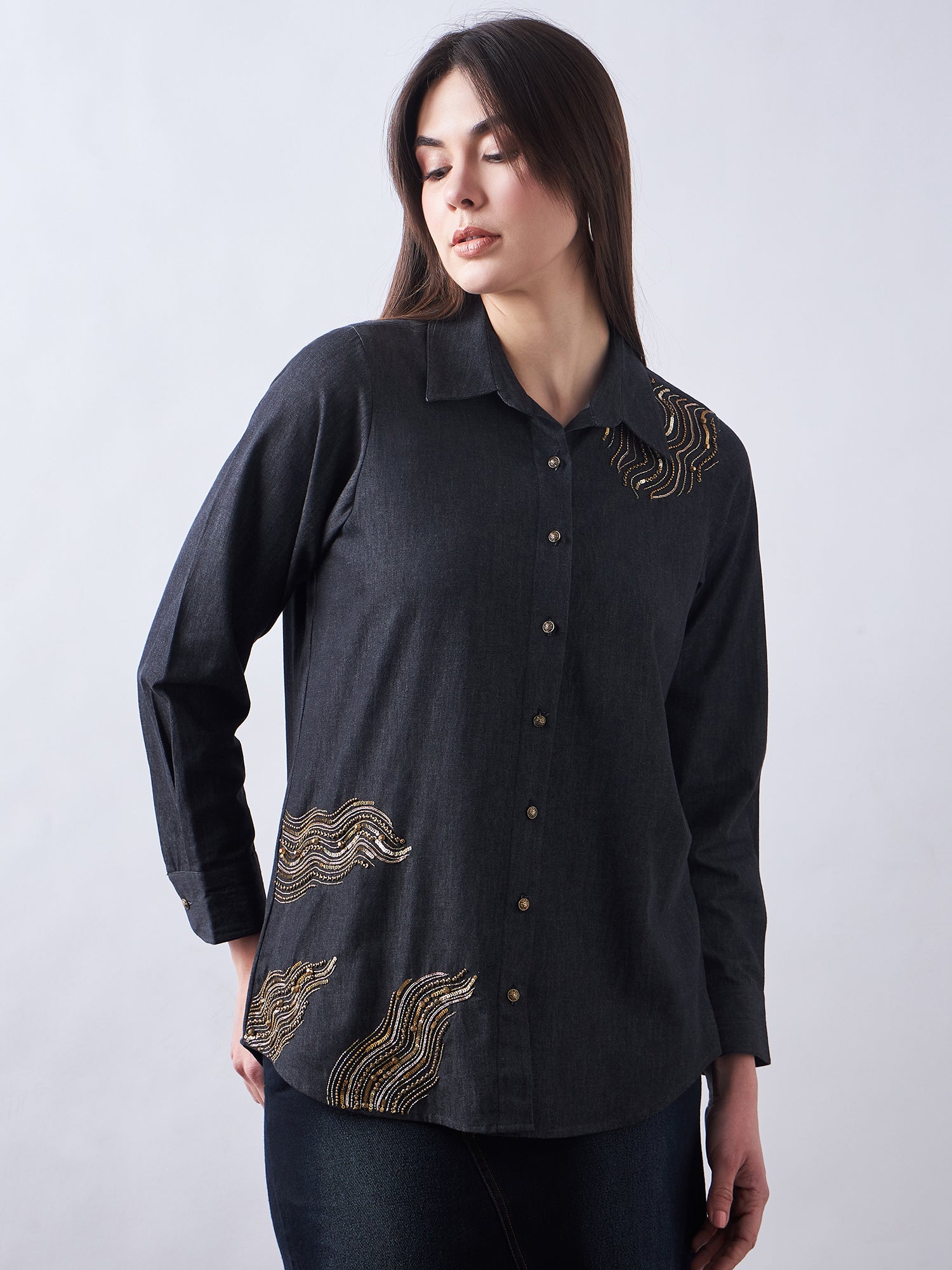 Black Wash Denim Shirt