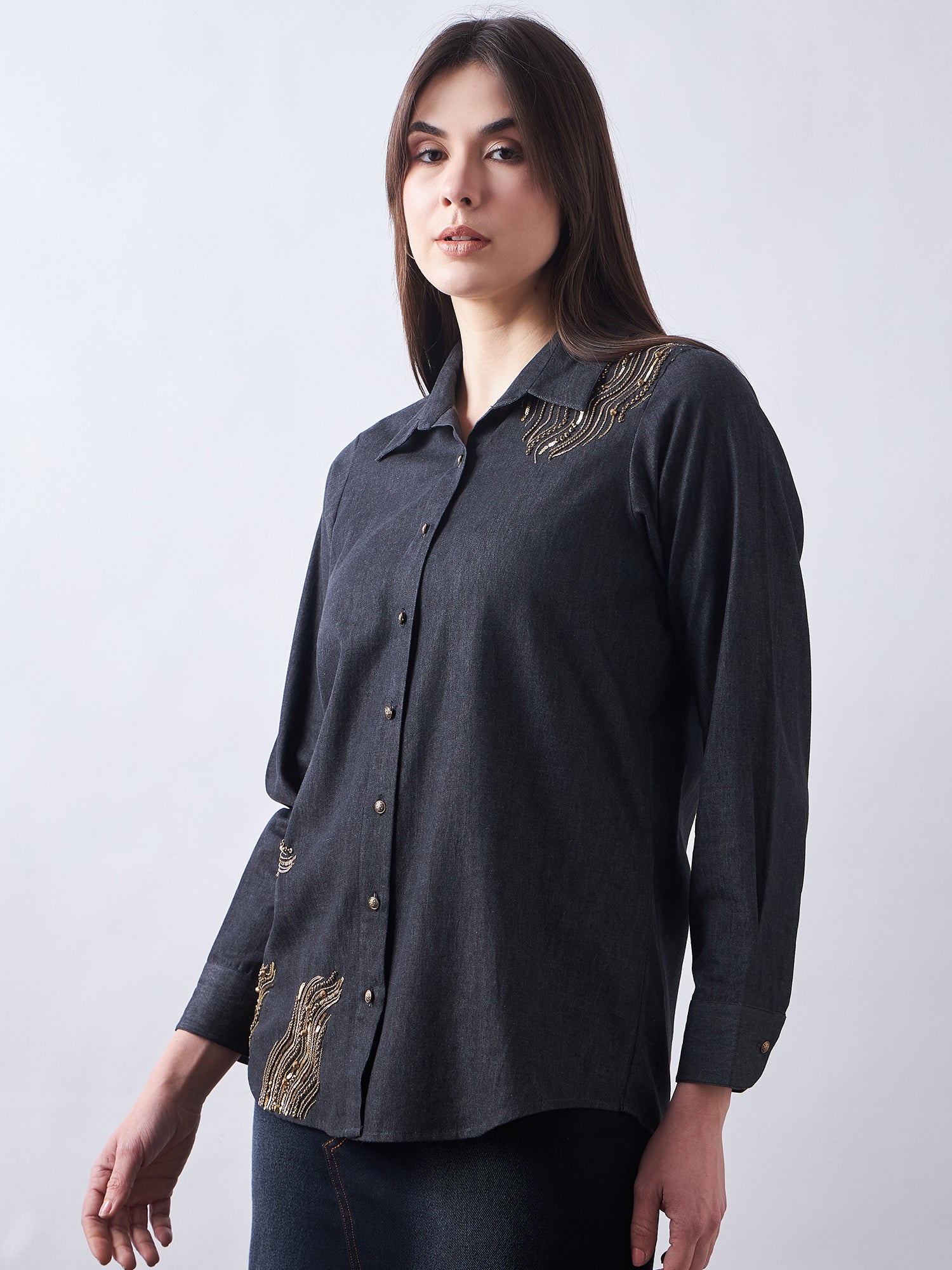 Black Wash Denim Shirt