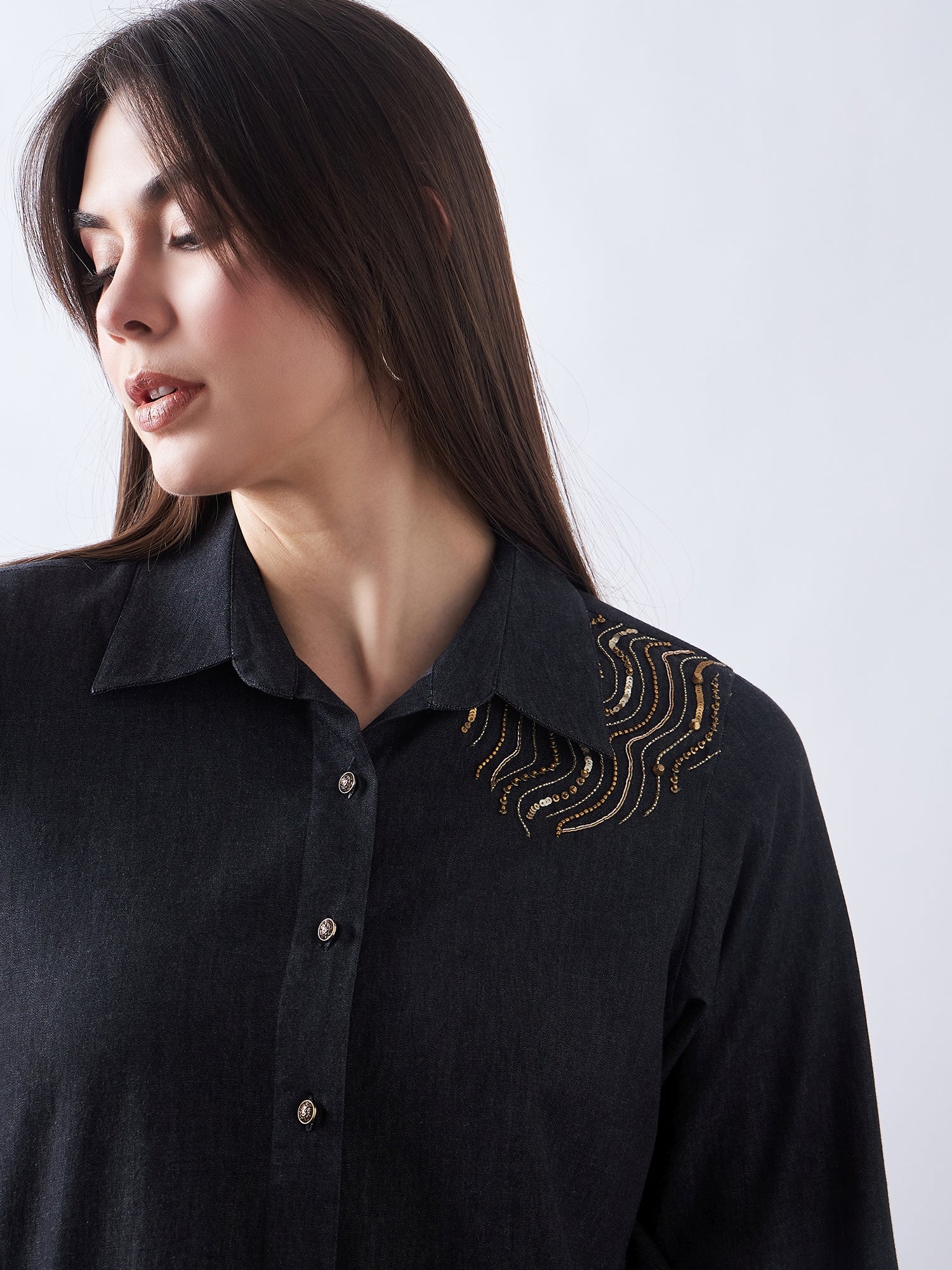 Black Wash Denim Shirt