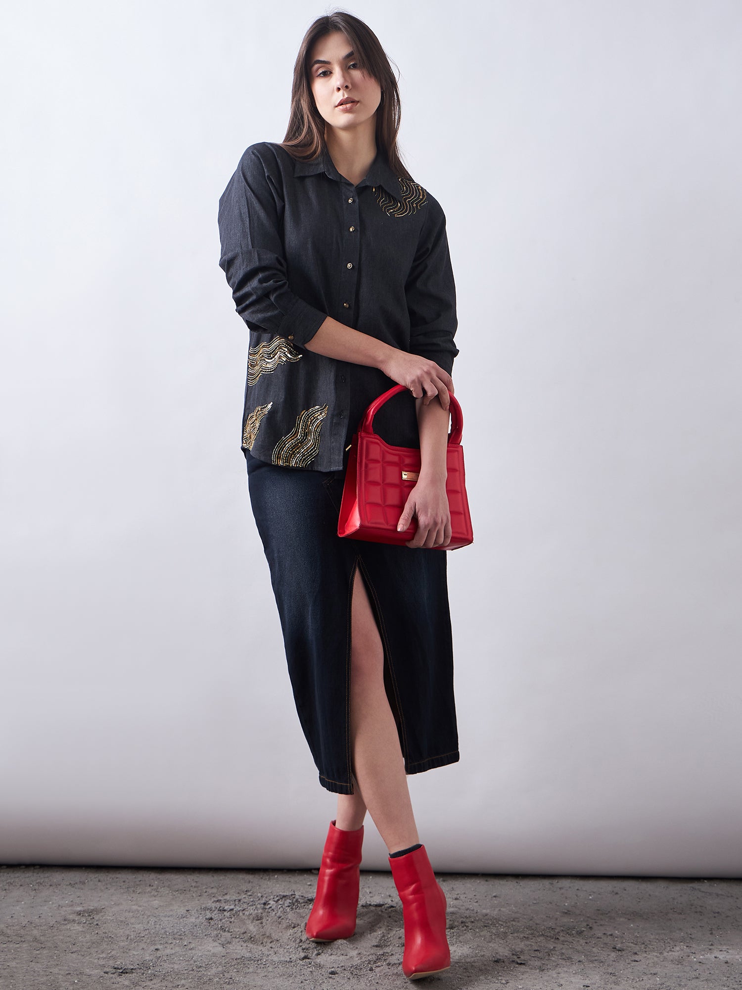 Black Wash Denim Shirt