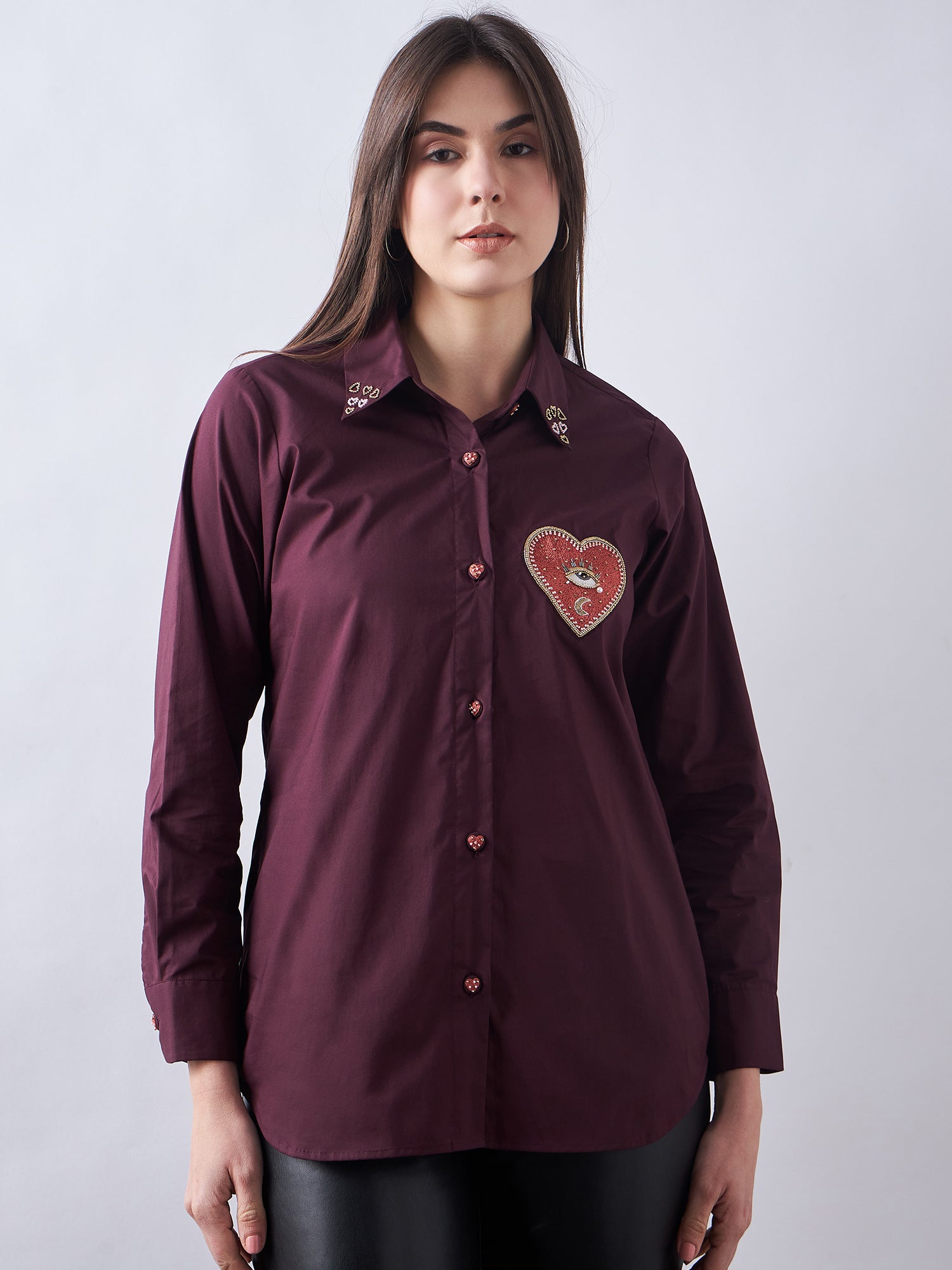 Wine Poplin Shirt
