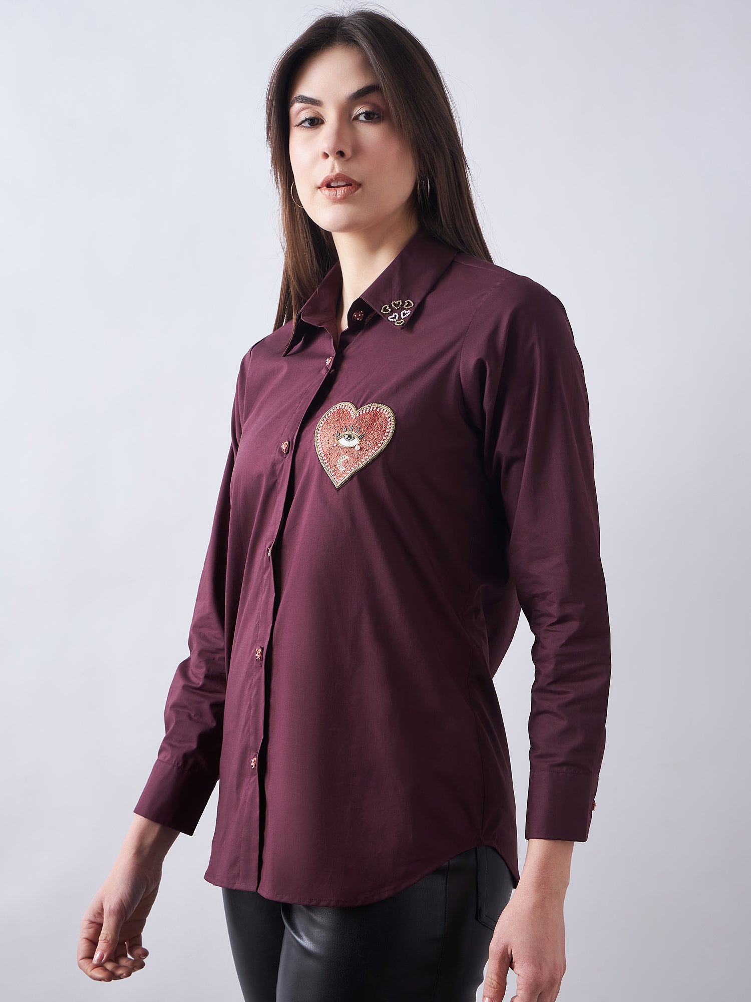 Wine Poplin Shirt