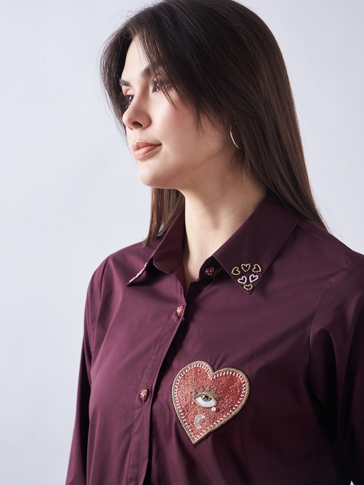 Wine Poplin Shirt