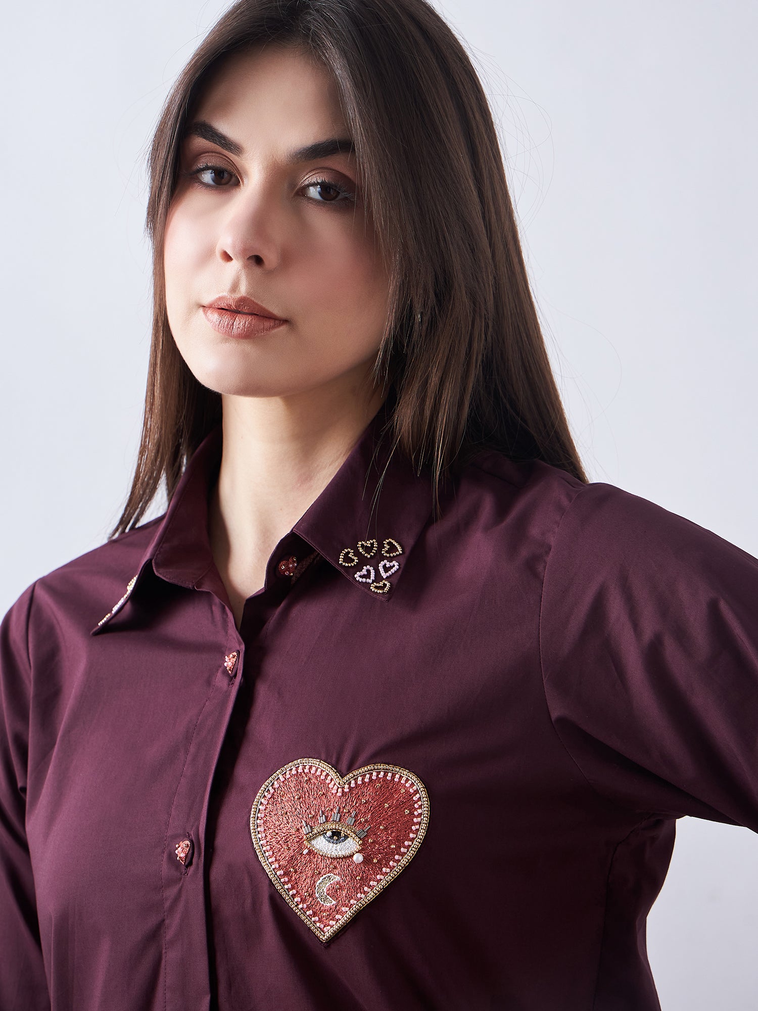 Wine Poplin Shirt