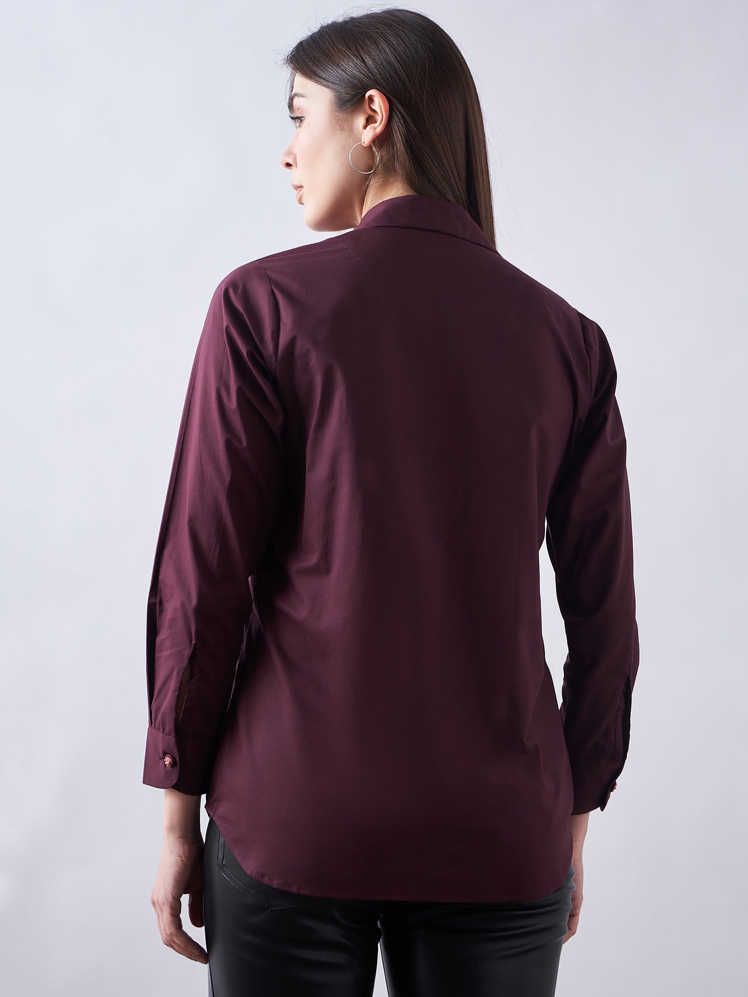 Wine Poplin Shirt