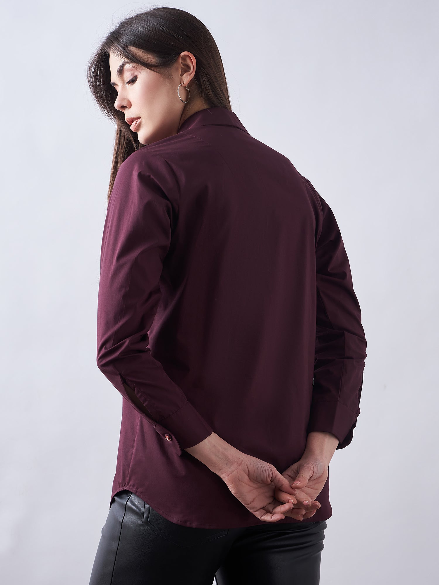 Wine Poplin Shirt
