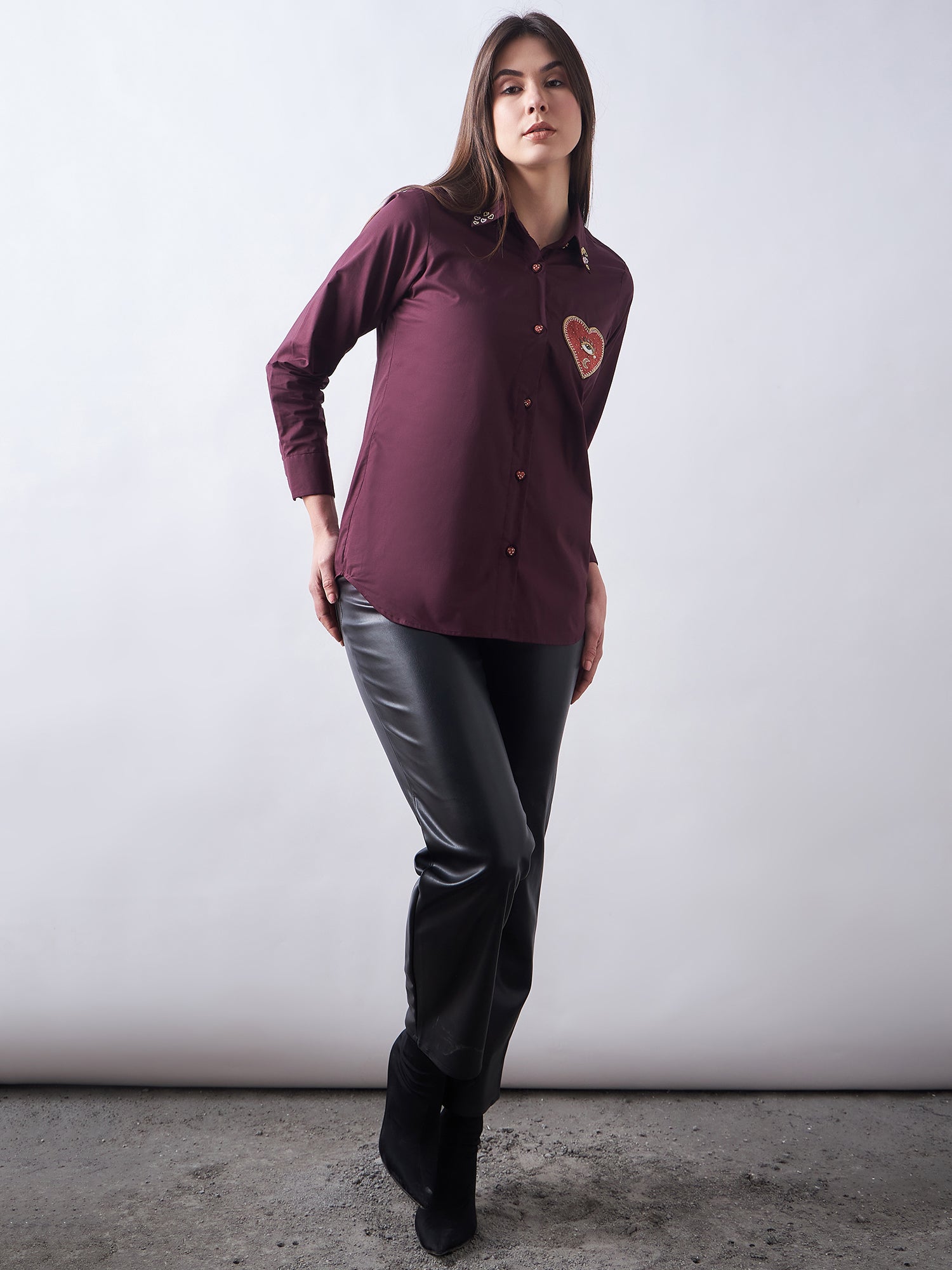 Wine Poplin Shirt