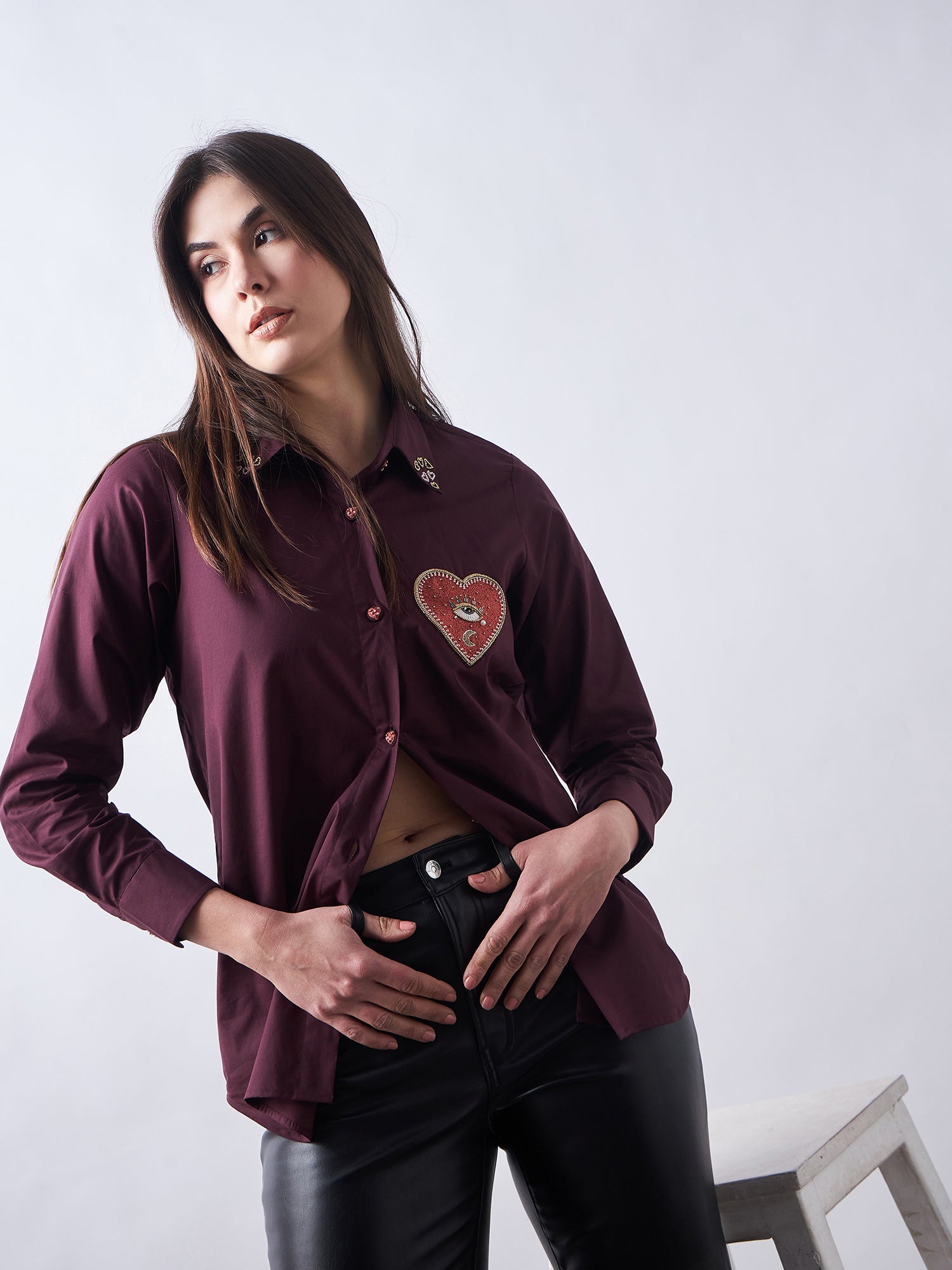 Wine Poplin Shirt