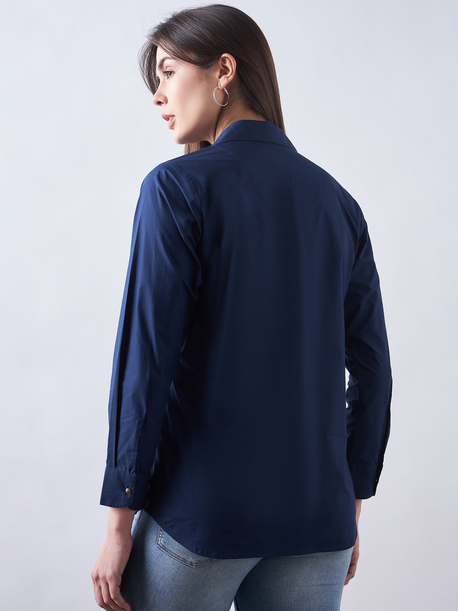 Navy Blue Poplin Shirt