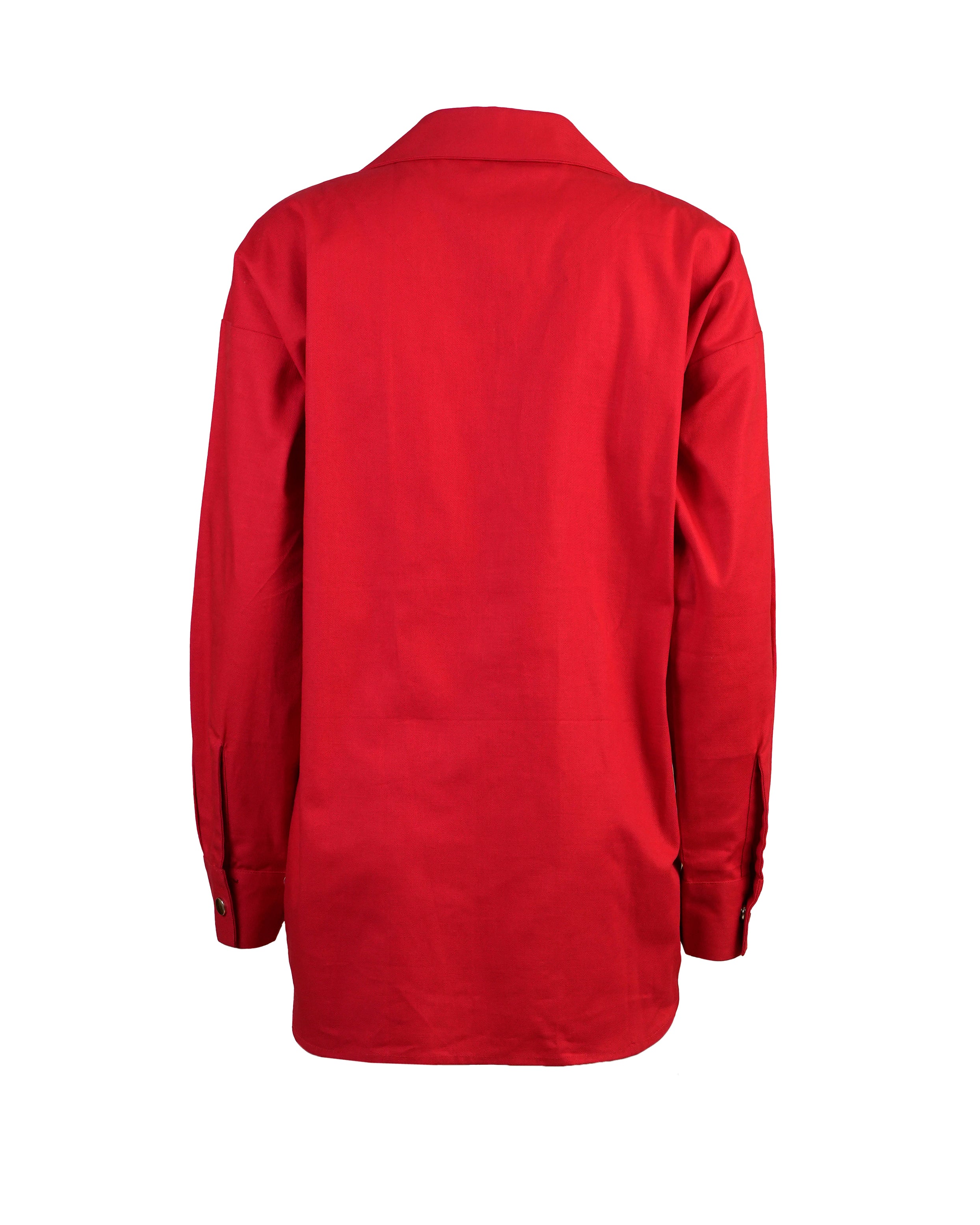 Red denim emblished shirt