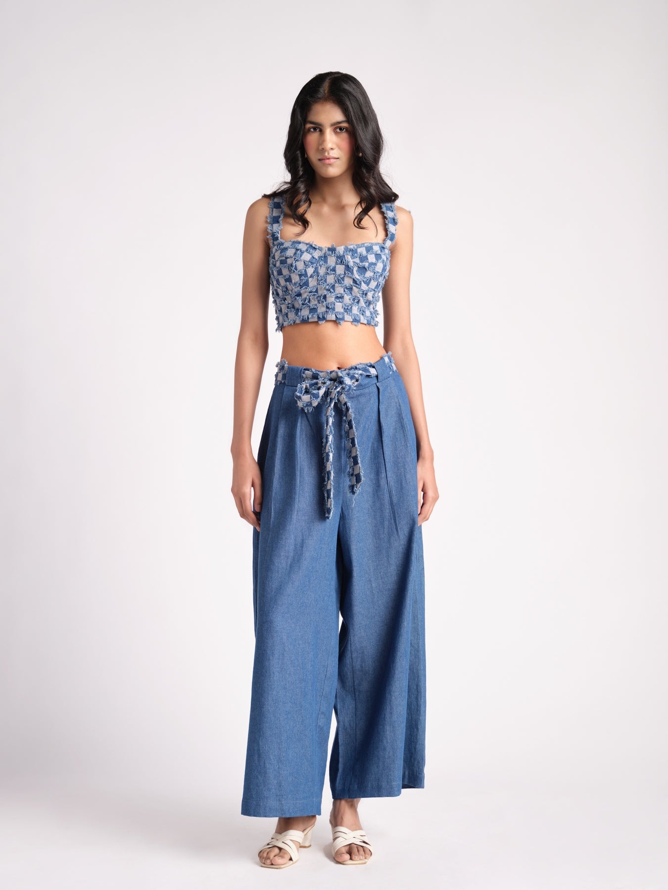 BERRY DENIM BUSTIER SET