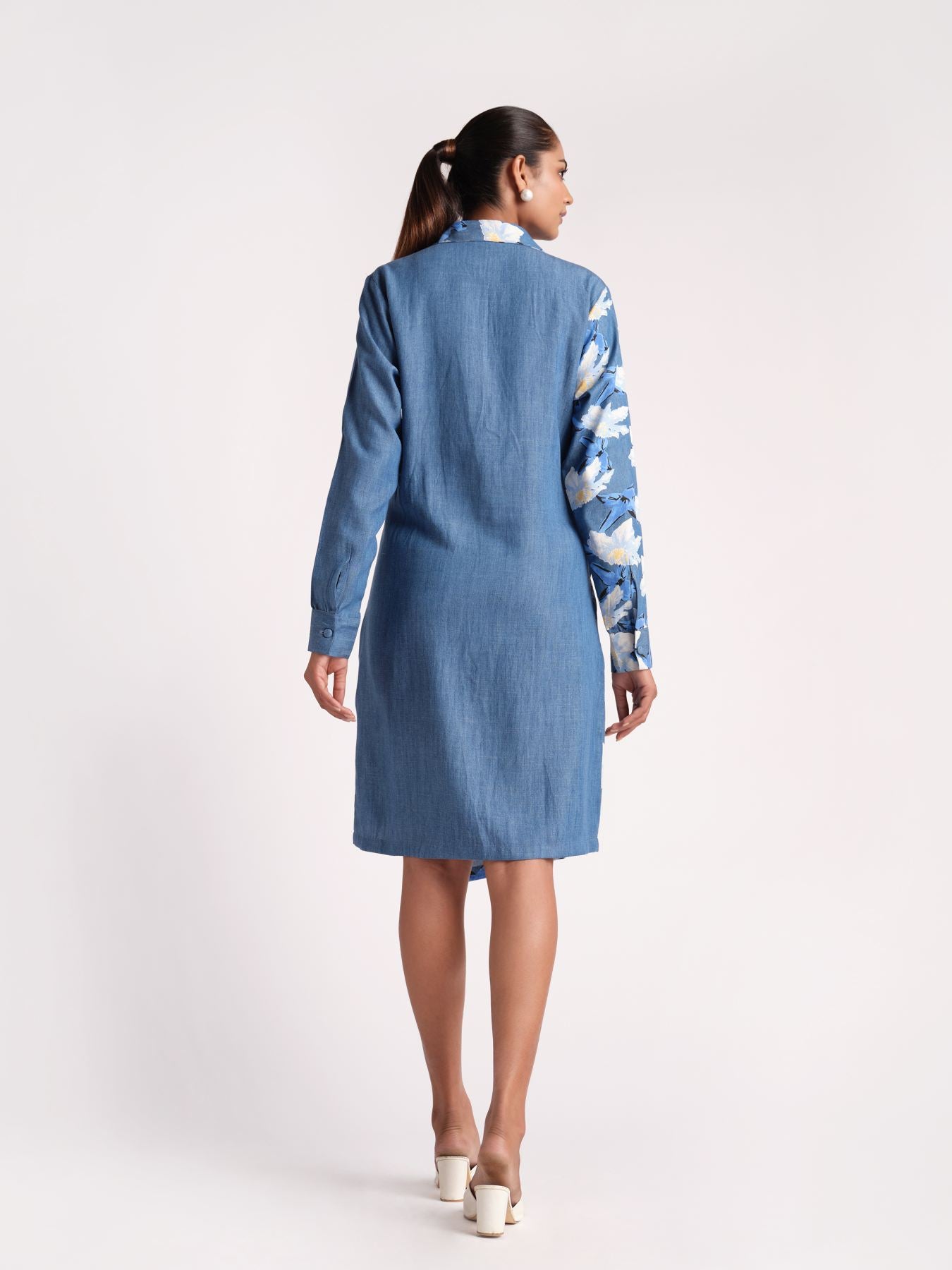 Blue Babe Print Denim Dress