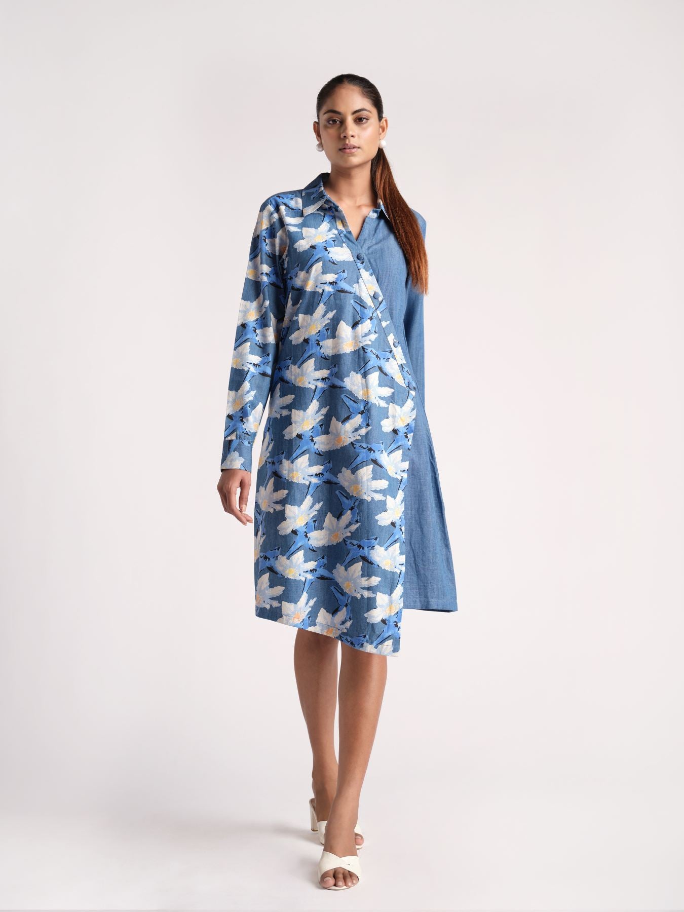 Blue Babe Print Denim Dress