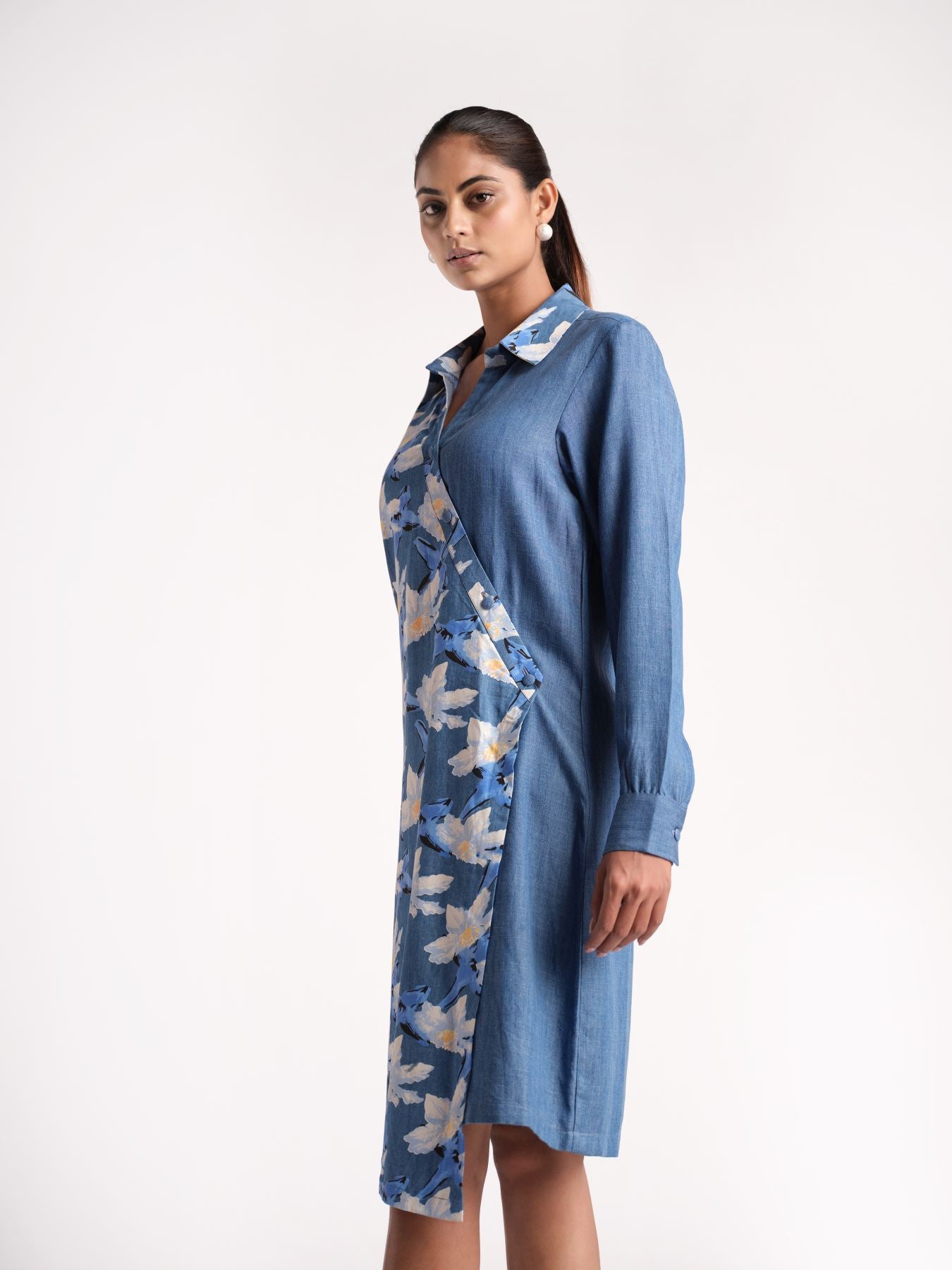 Blue Babe Print Denim Dress