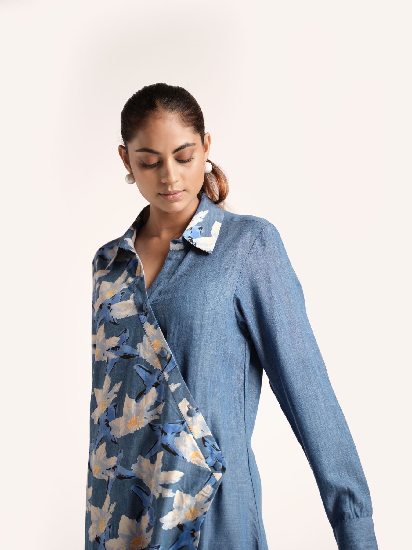 Blue Babe Print Denim Dress