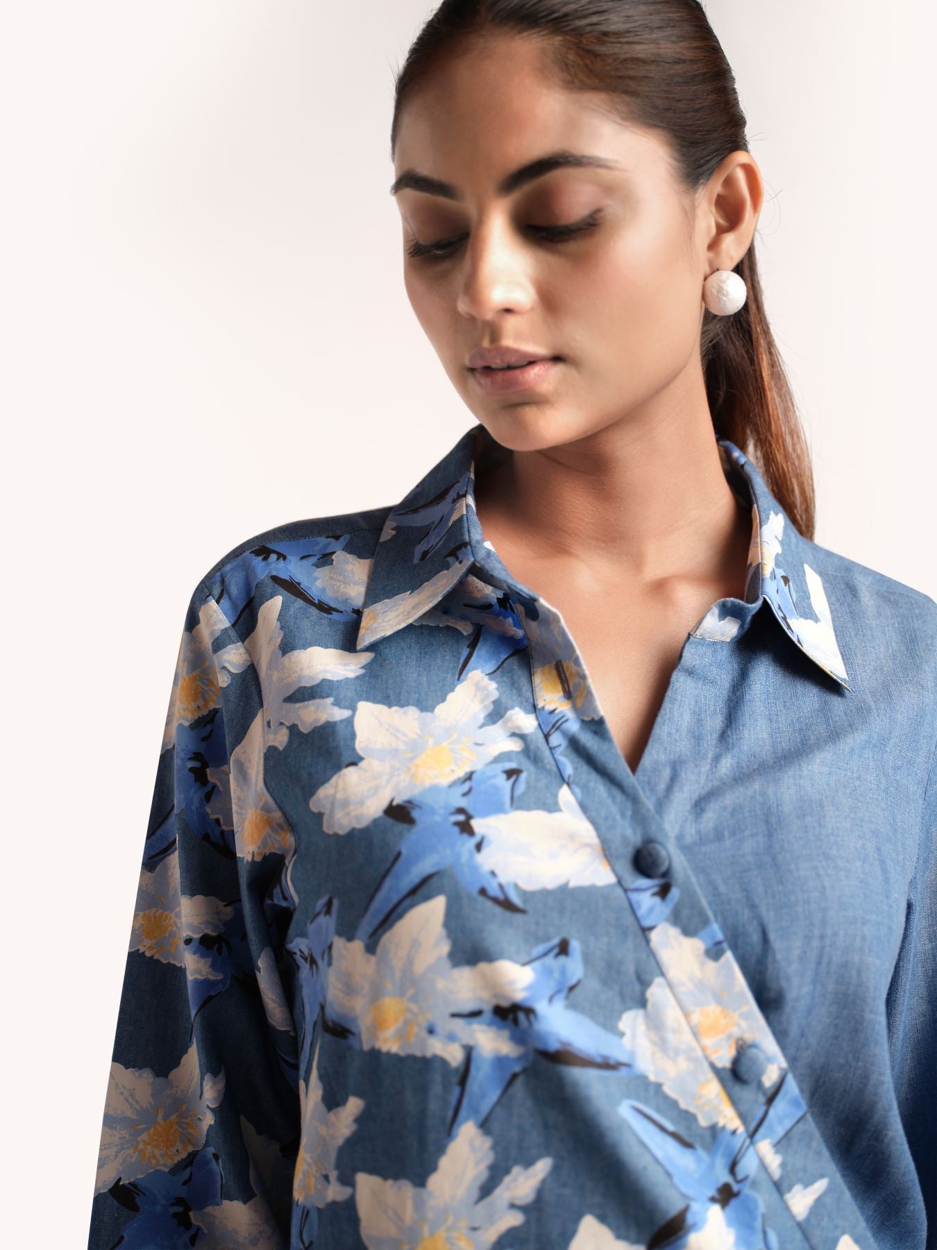 Blue Babe Print Denim Dress