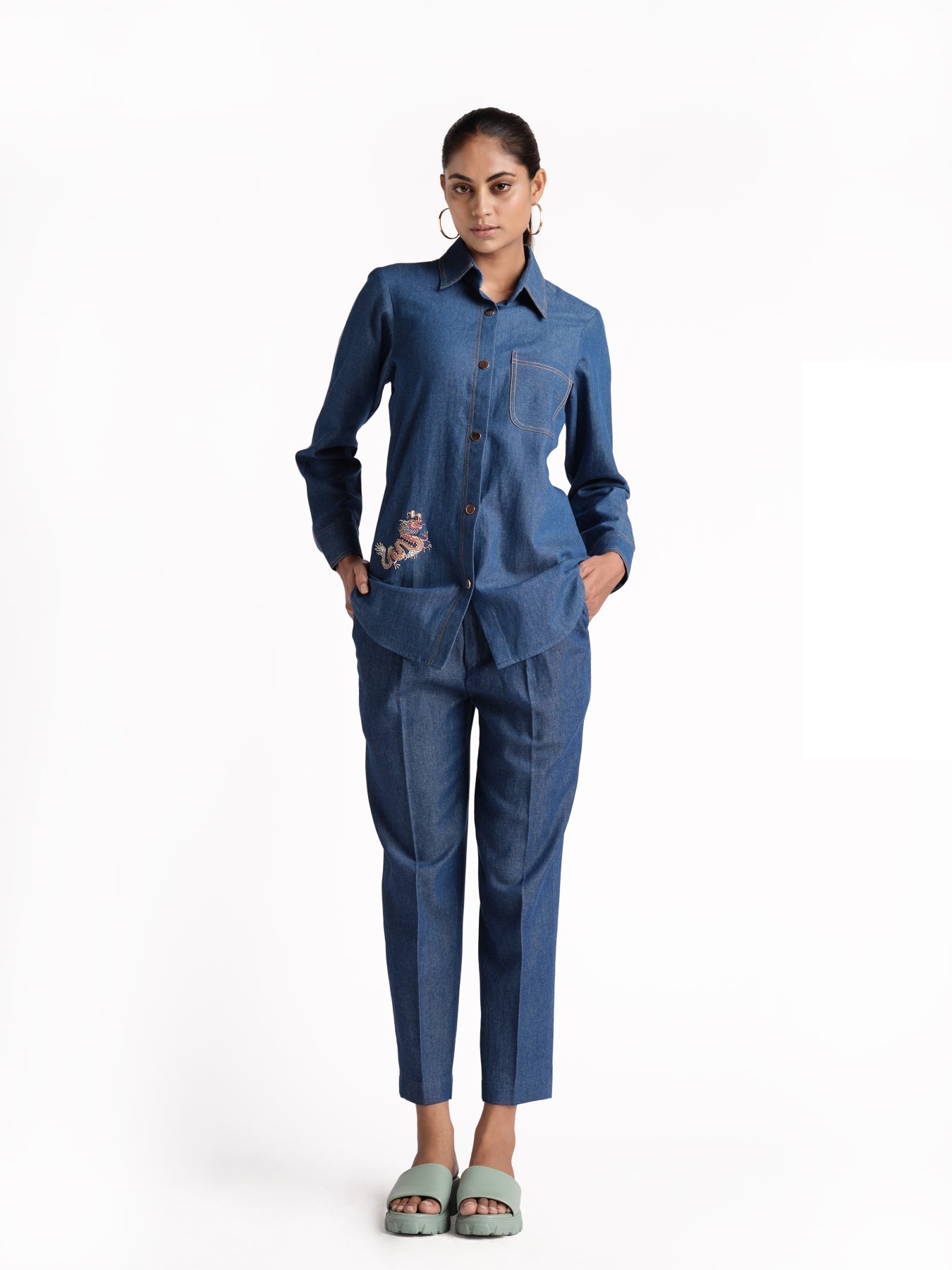 Berry Dragon Stick Denim Shirt