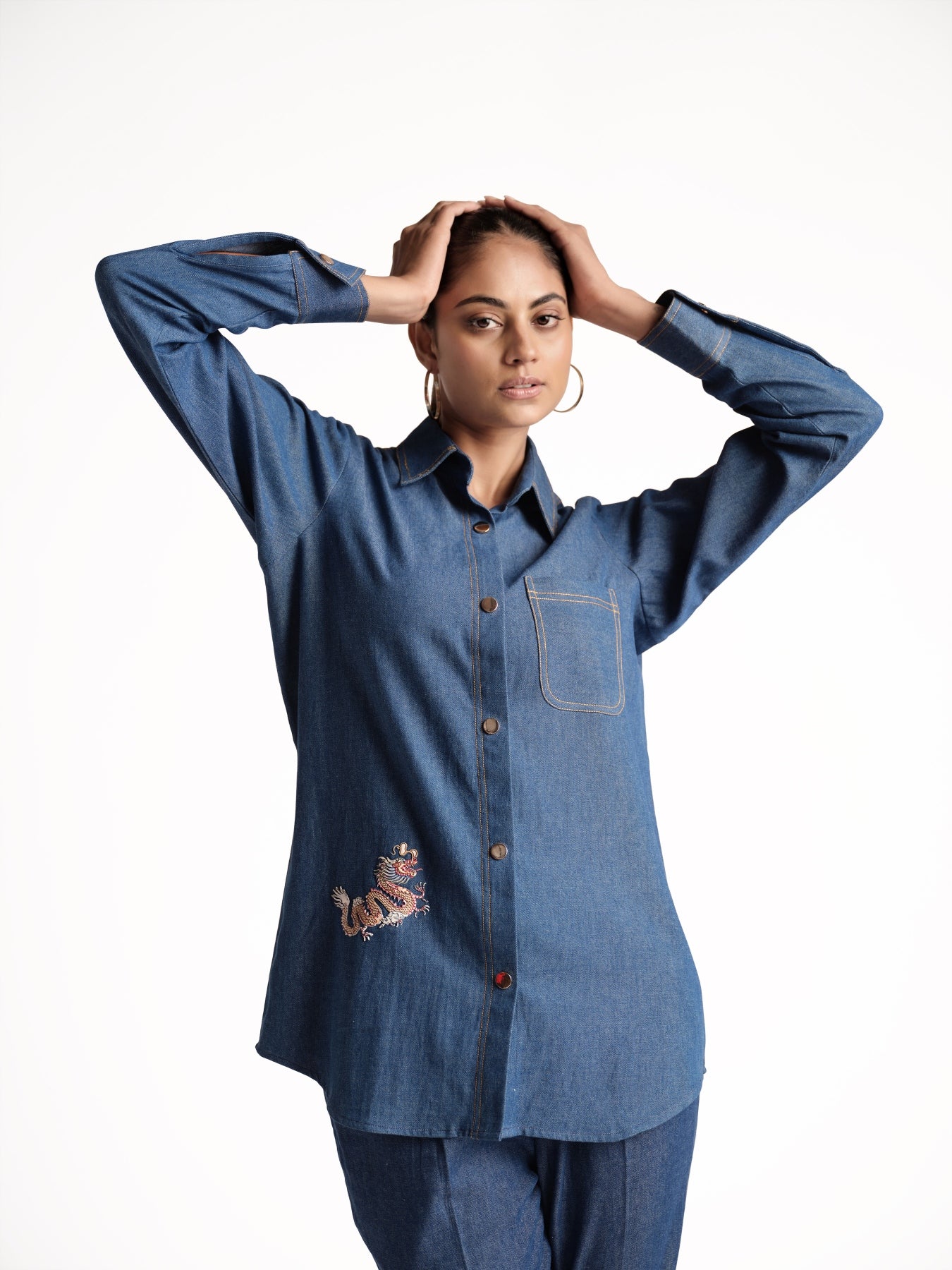 Berry Dragon Stick Denim Shirt