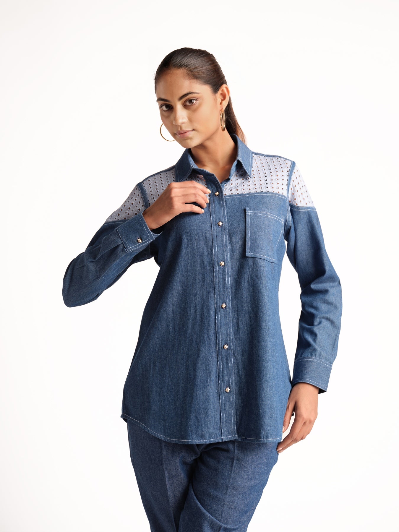Berry Denim Schiffli Shirt