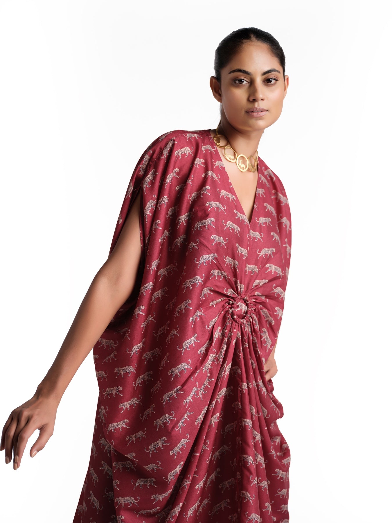 Red print dress