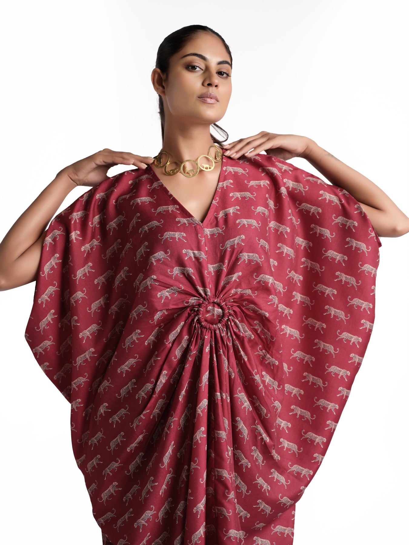 Red print dress