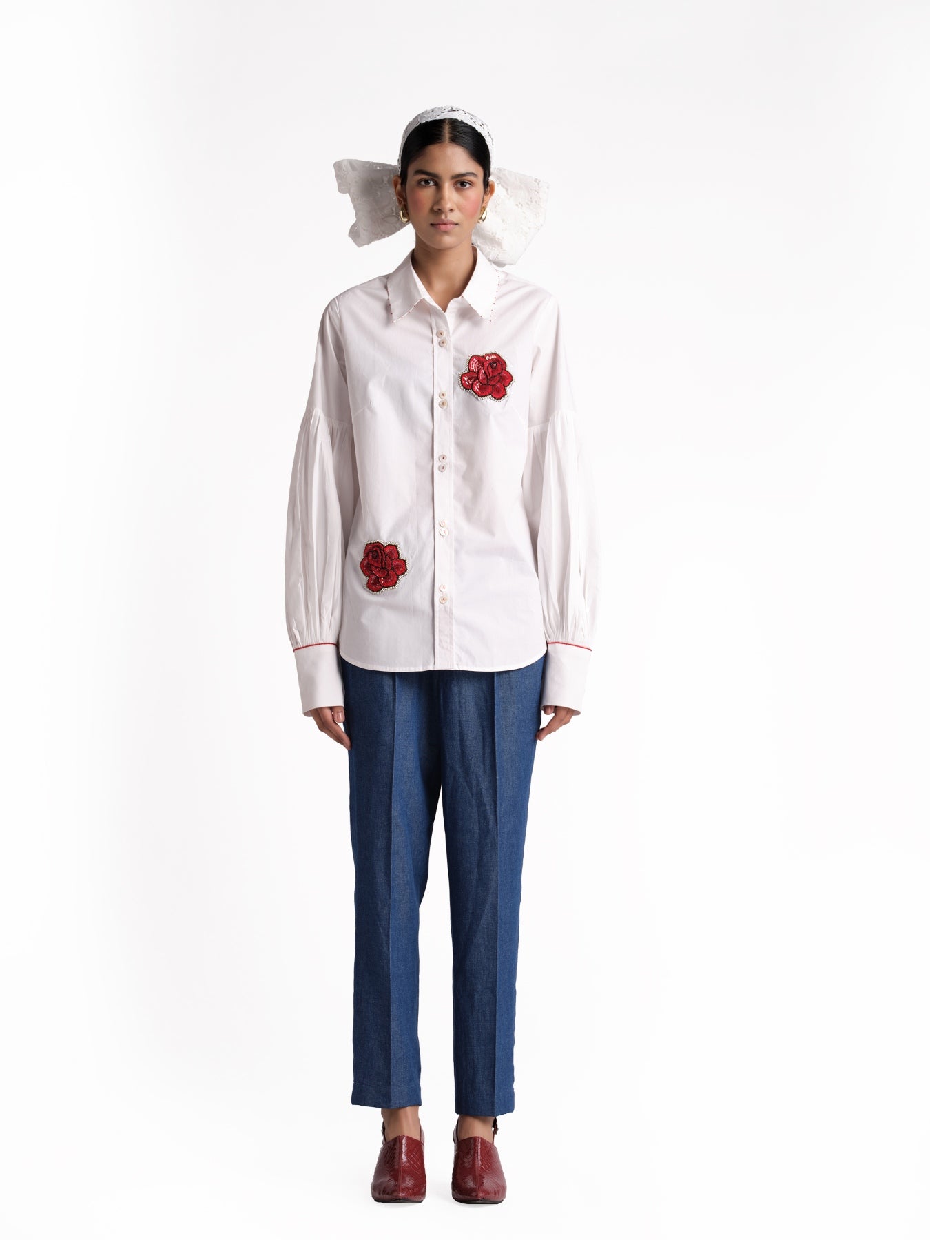 White Poplin emblished Shirt