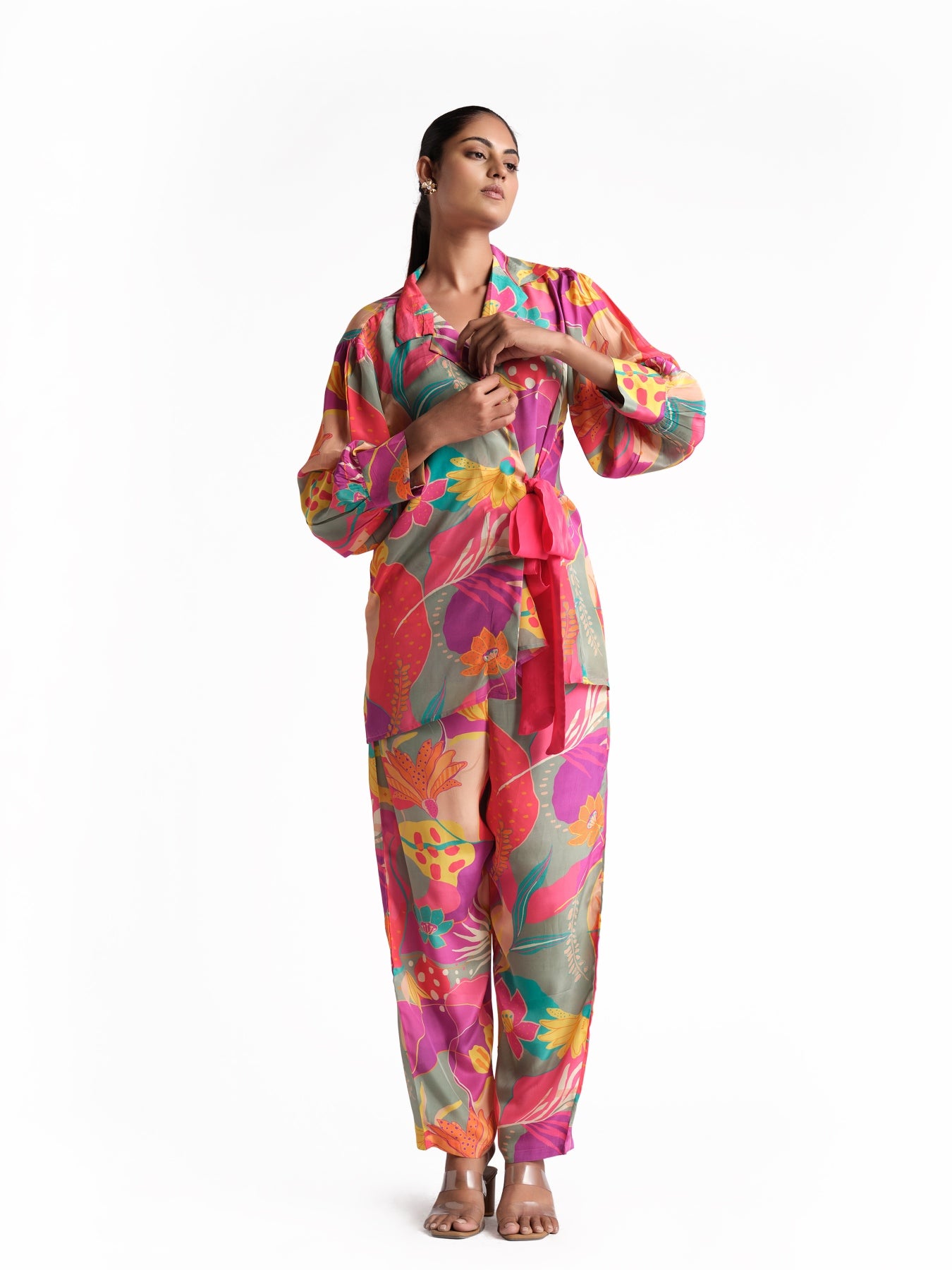 Pink flower print set