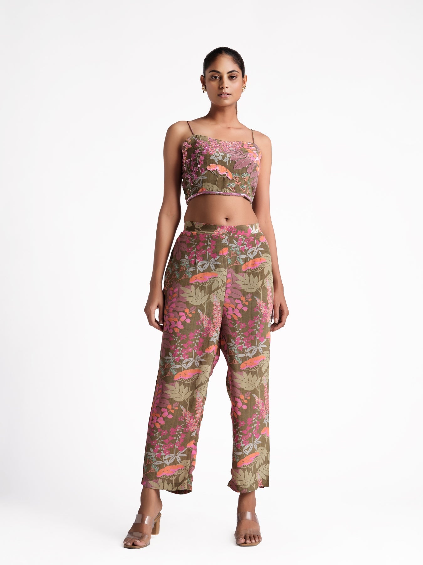 Purple flower print 3 pcs set