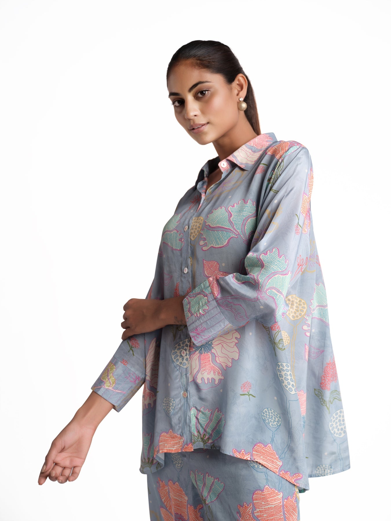 Dusty blue flower print set